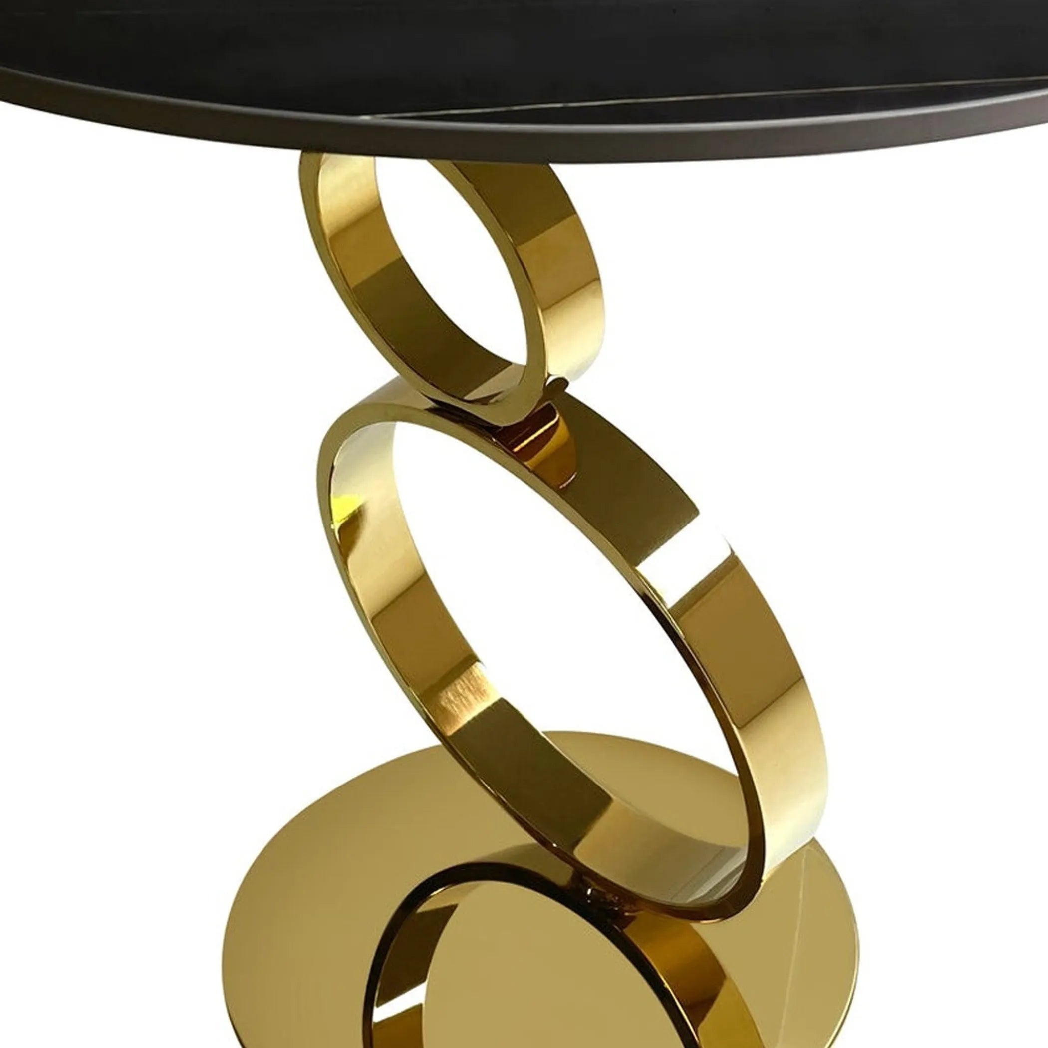 Stone Stainless Steel Round Pedestal End Table