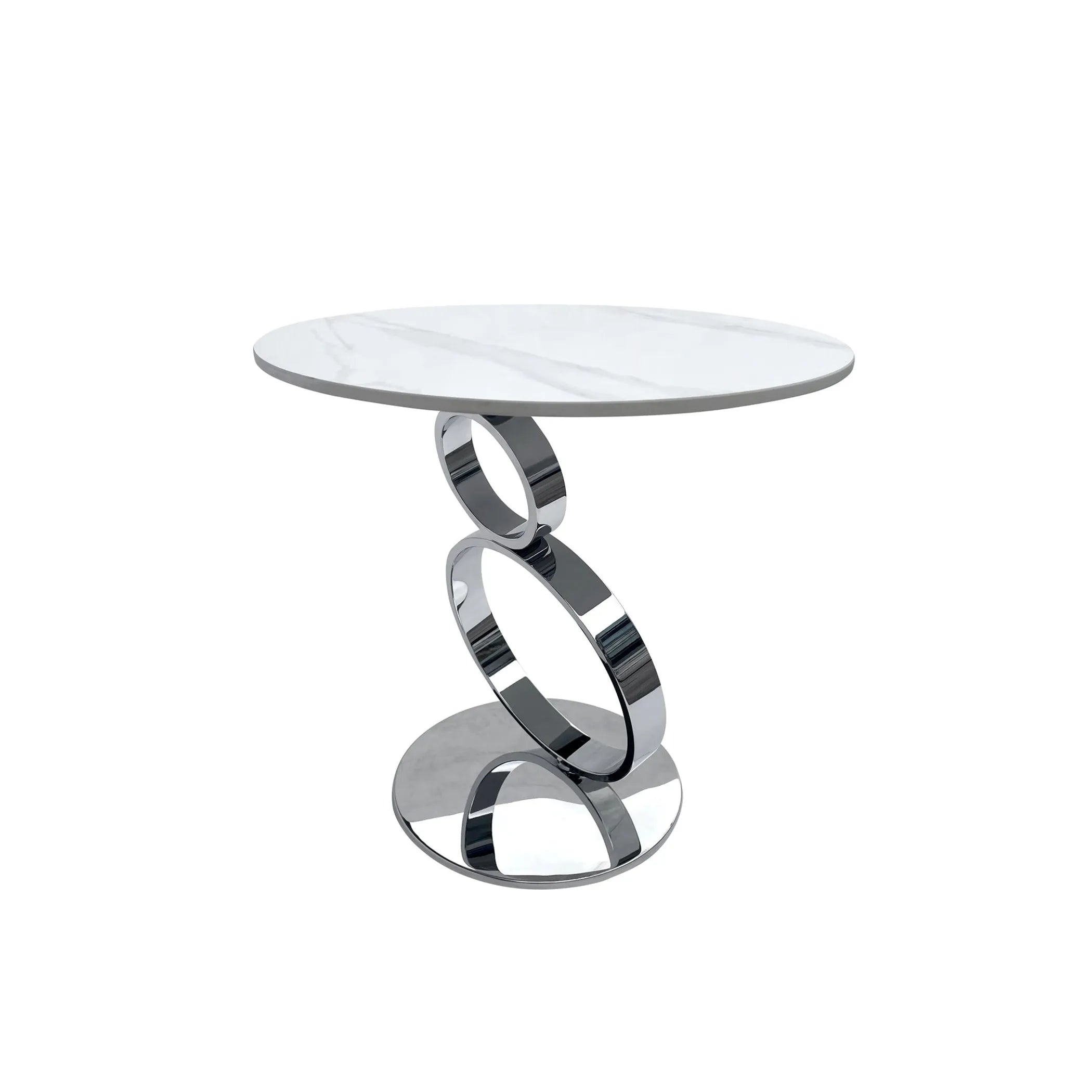 Stone Stainless Steel Round Pedestal End Table