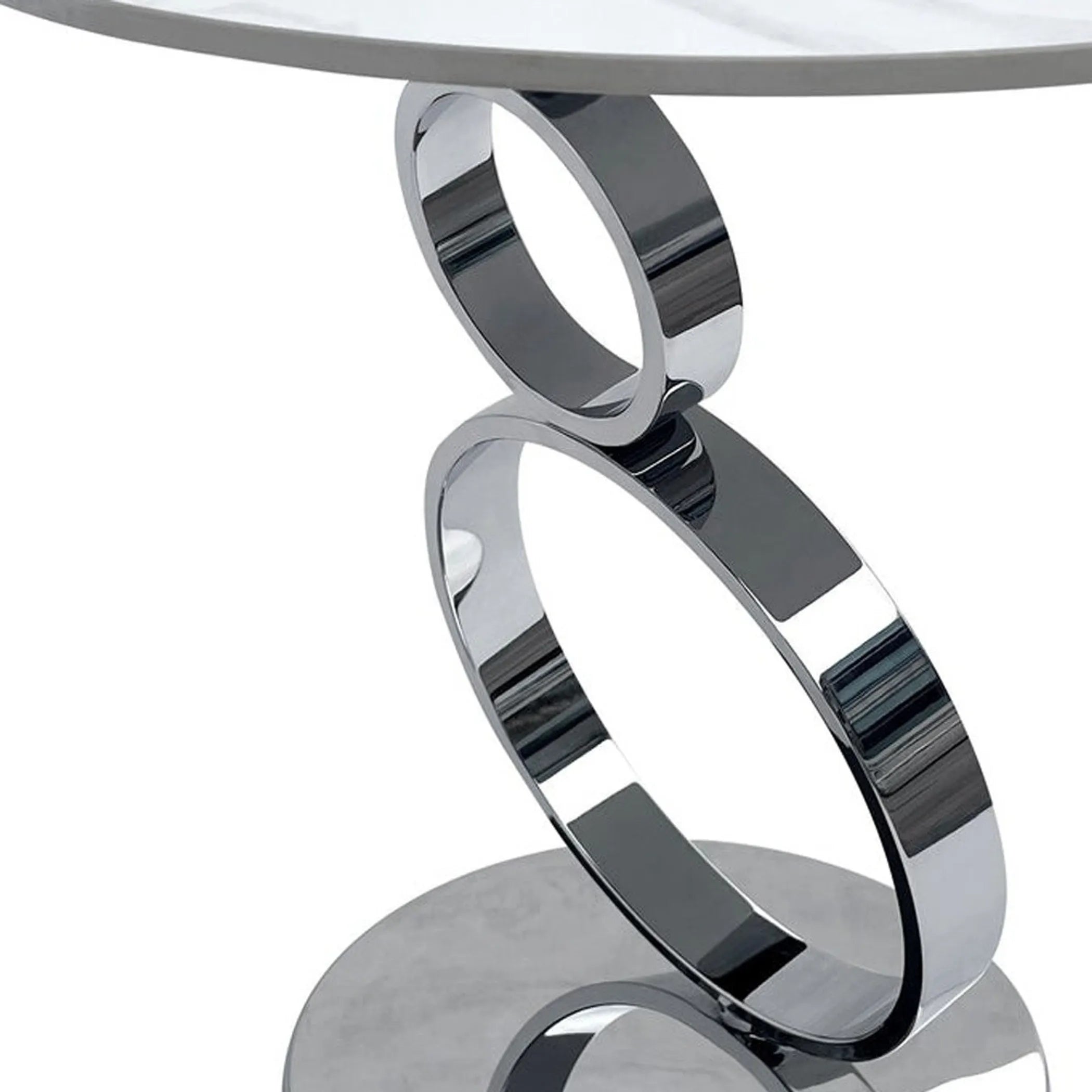 Stone Stainless Steel Round Pedestal End Table