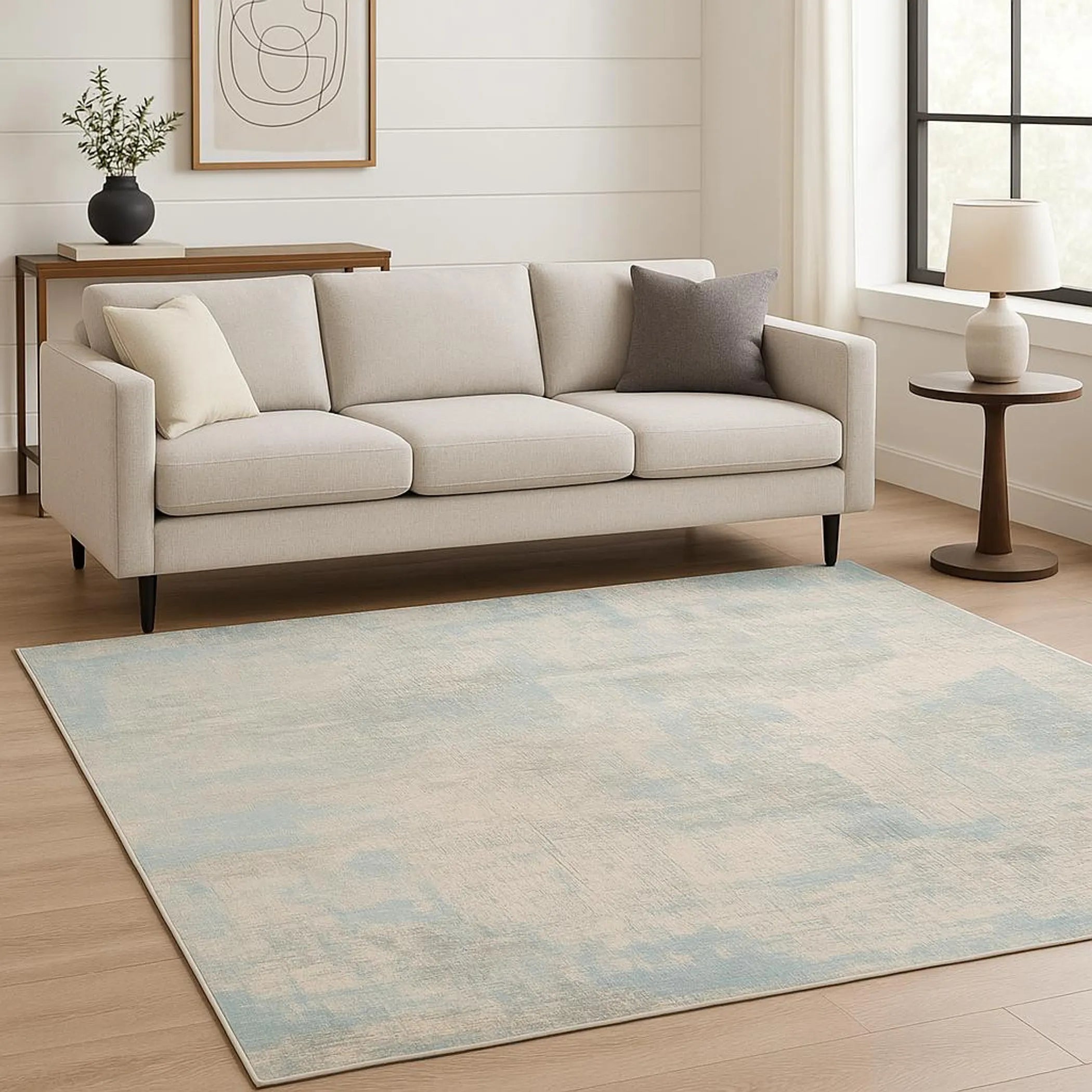 8' X 10' Blue Abstract Hand Knotted Area Rug