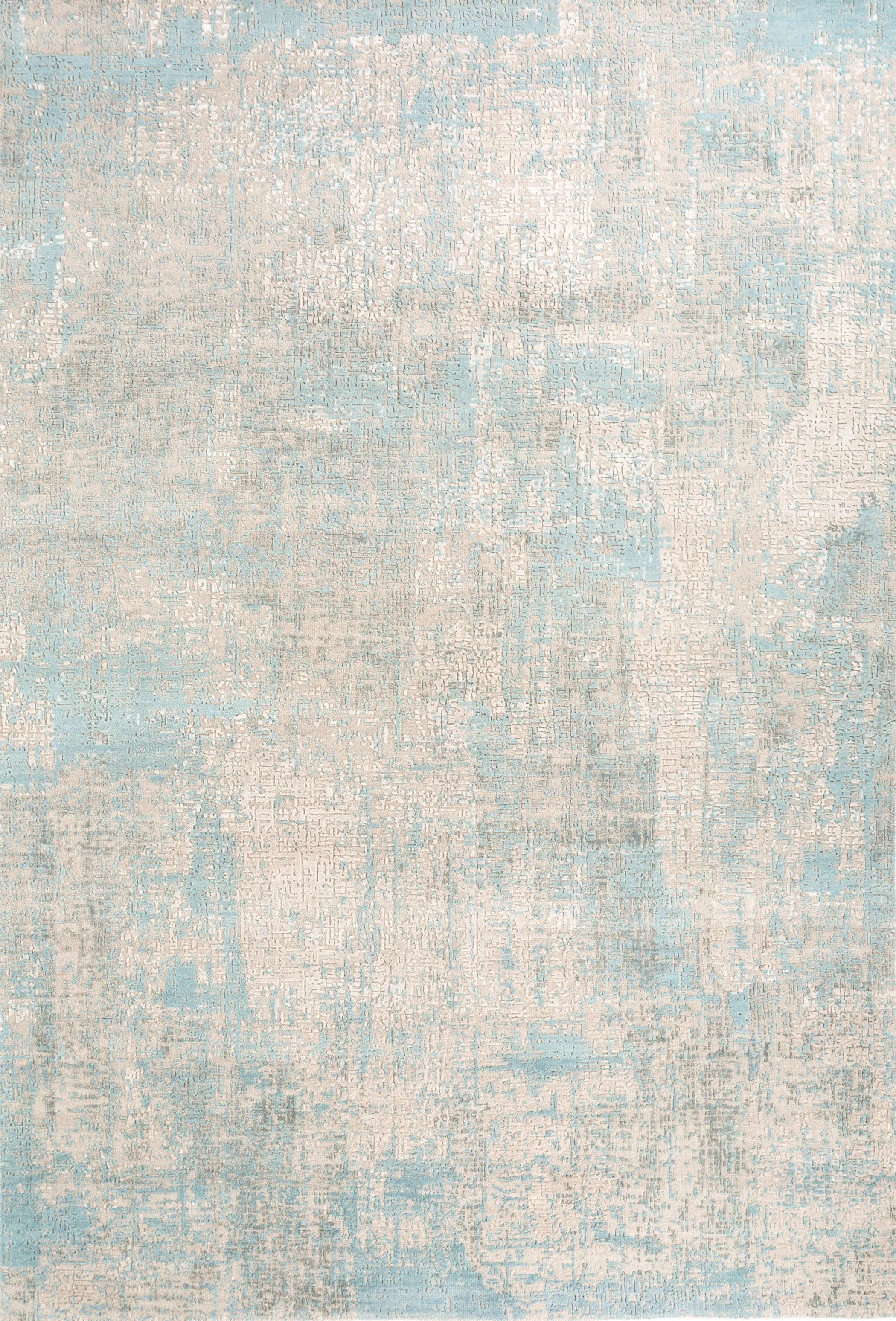 8' X 10' Blue Abstract Hand Knotted Area Rug