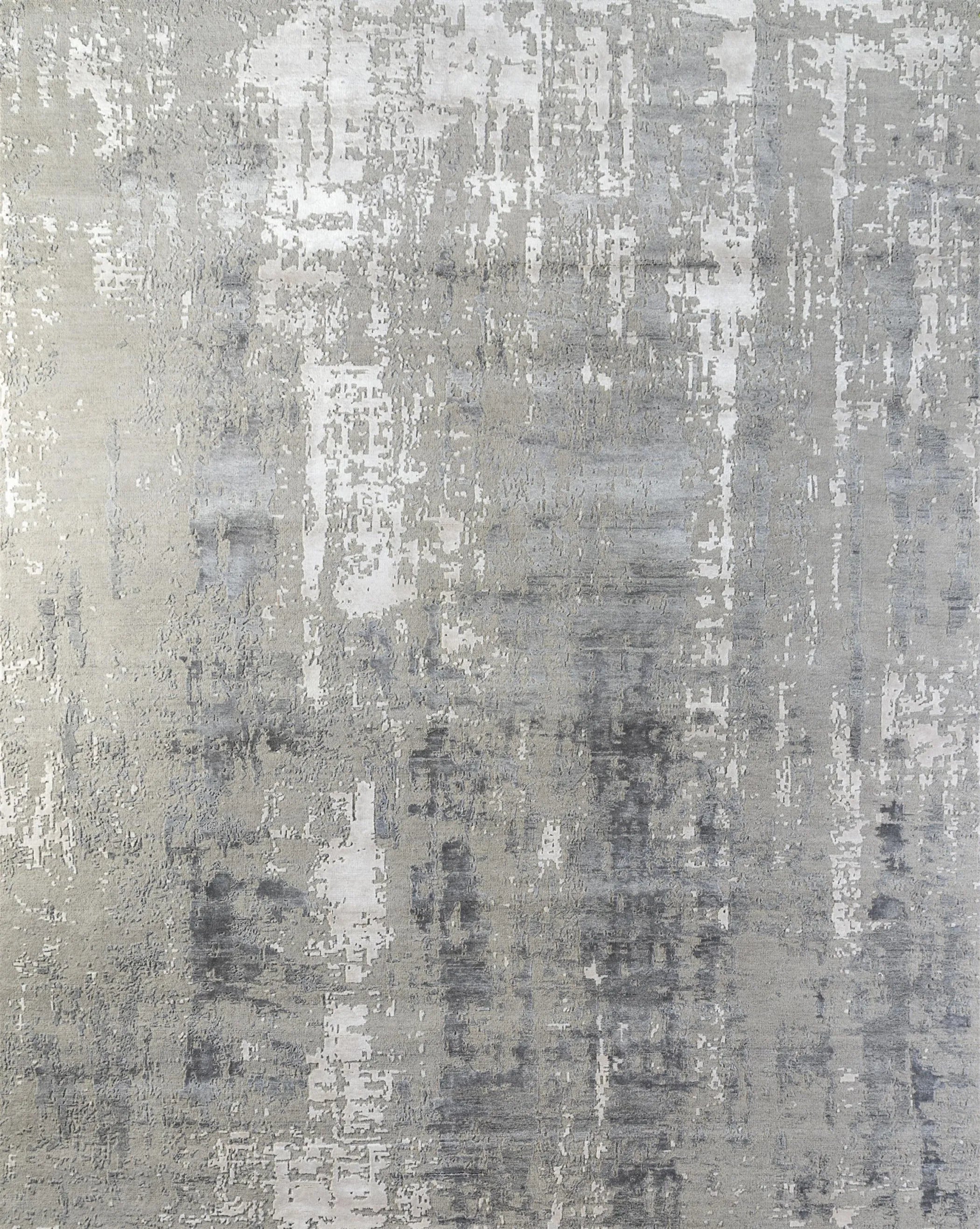 8' X 10' Ivory Beige and Gray Abstract Hand Knotted Area Rug