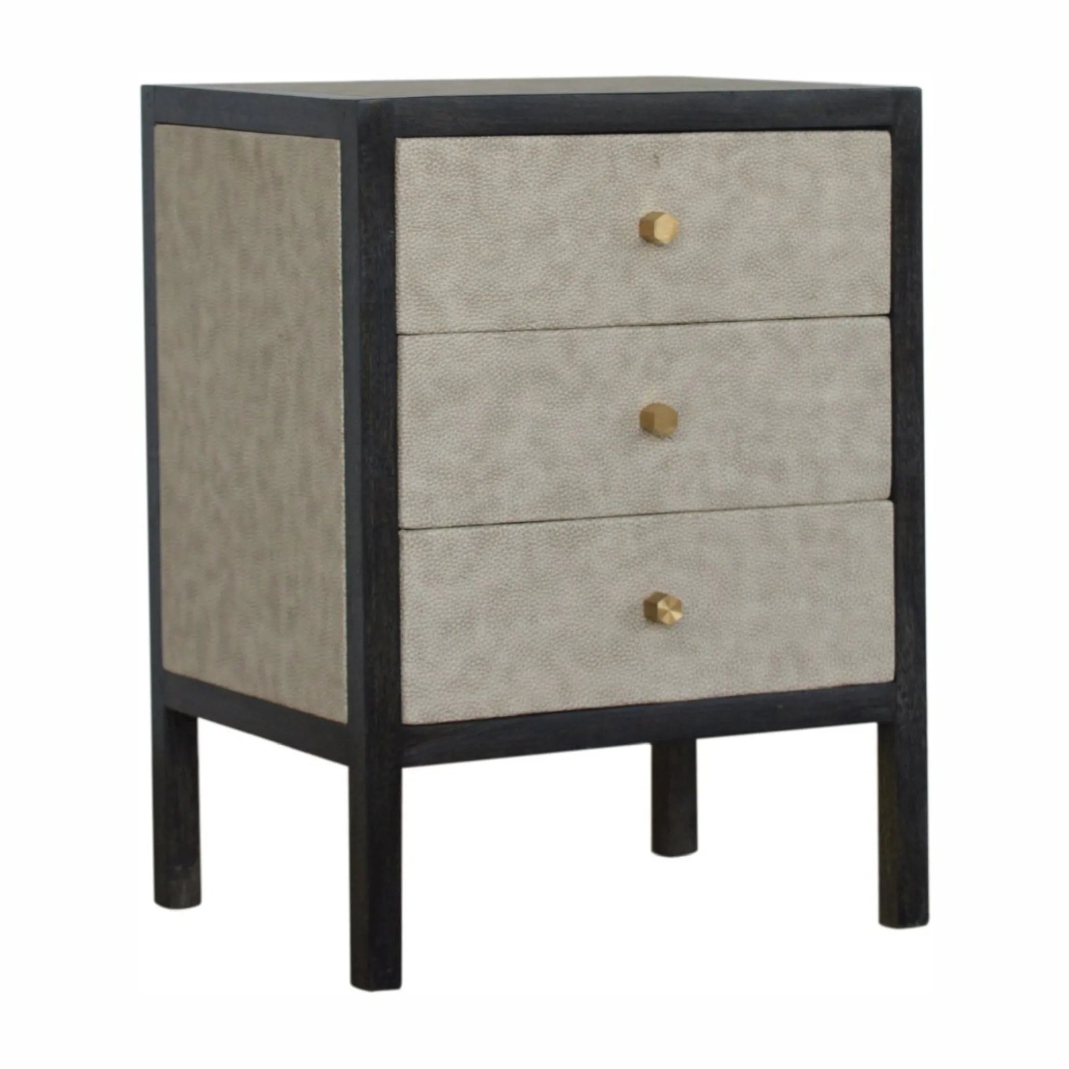 Wood Faux Sha Three Drawer Nightstand