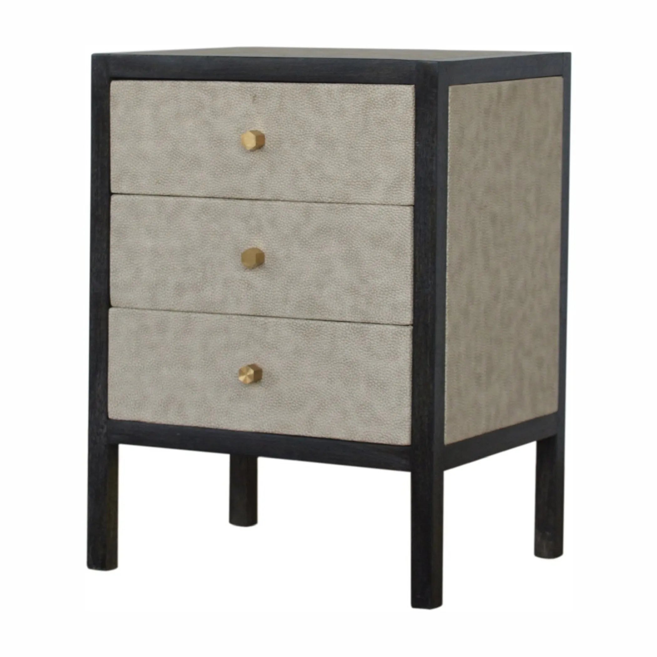 Wood Faux Sha Three Drawer Nightstand