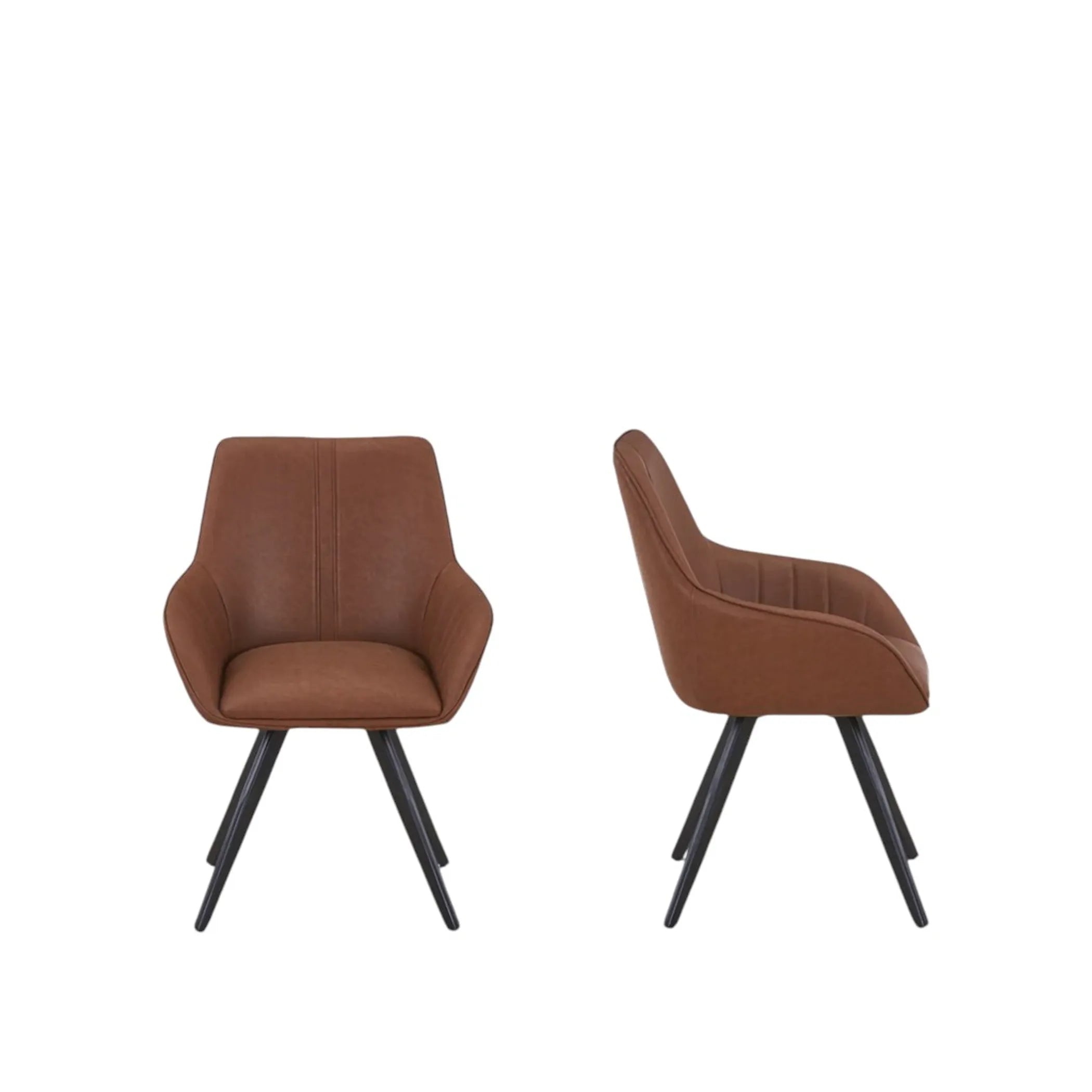 Faux Leather Wood Dining Arm Chairs
