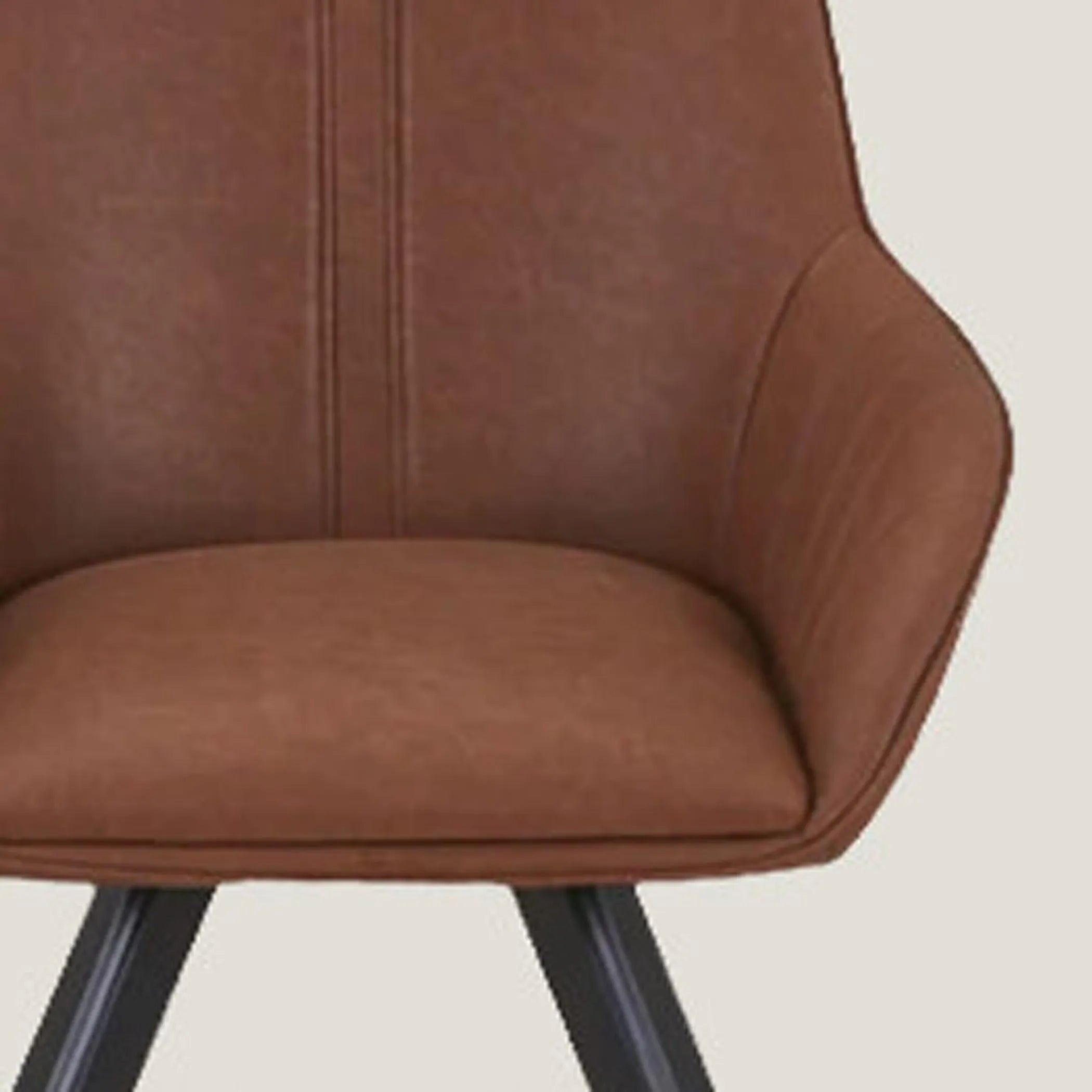Faux Leather Wood Dining Arm Chairs