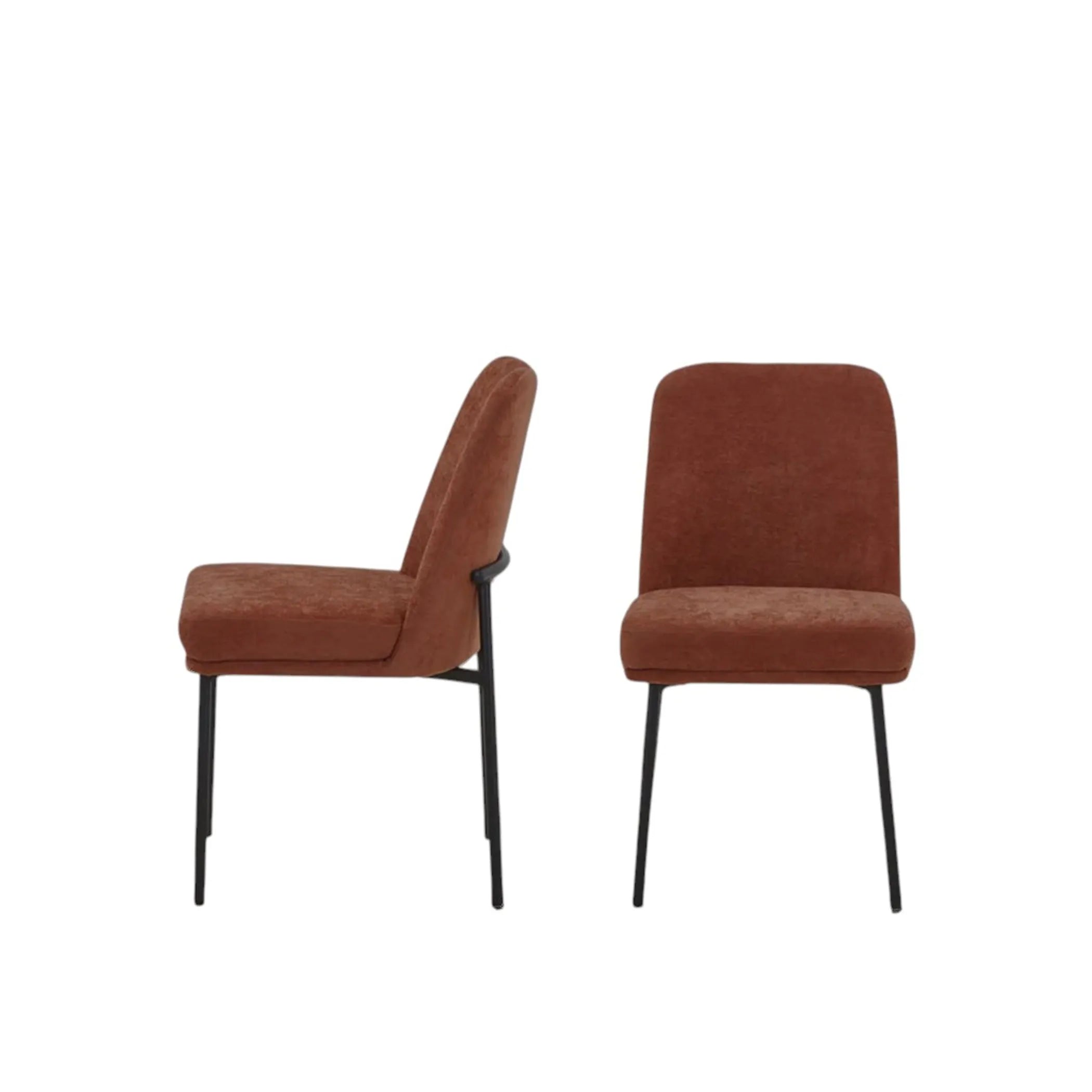 Burnt Boucle Wood Dining Side Chairs