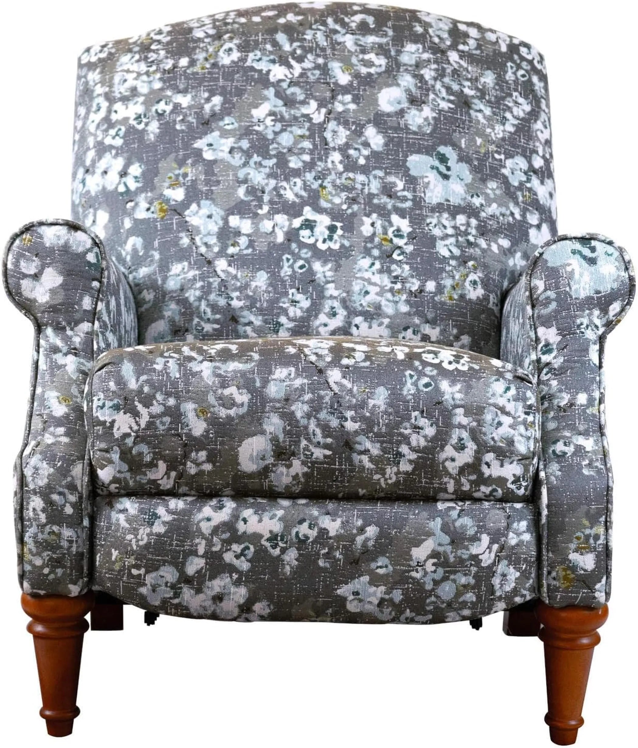 Sunset Trading Seascape Pushback Recliner | Manual Reclining Chair | Includes Two Matching Pillows | Blue Patterned