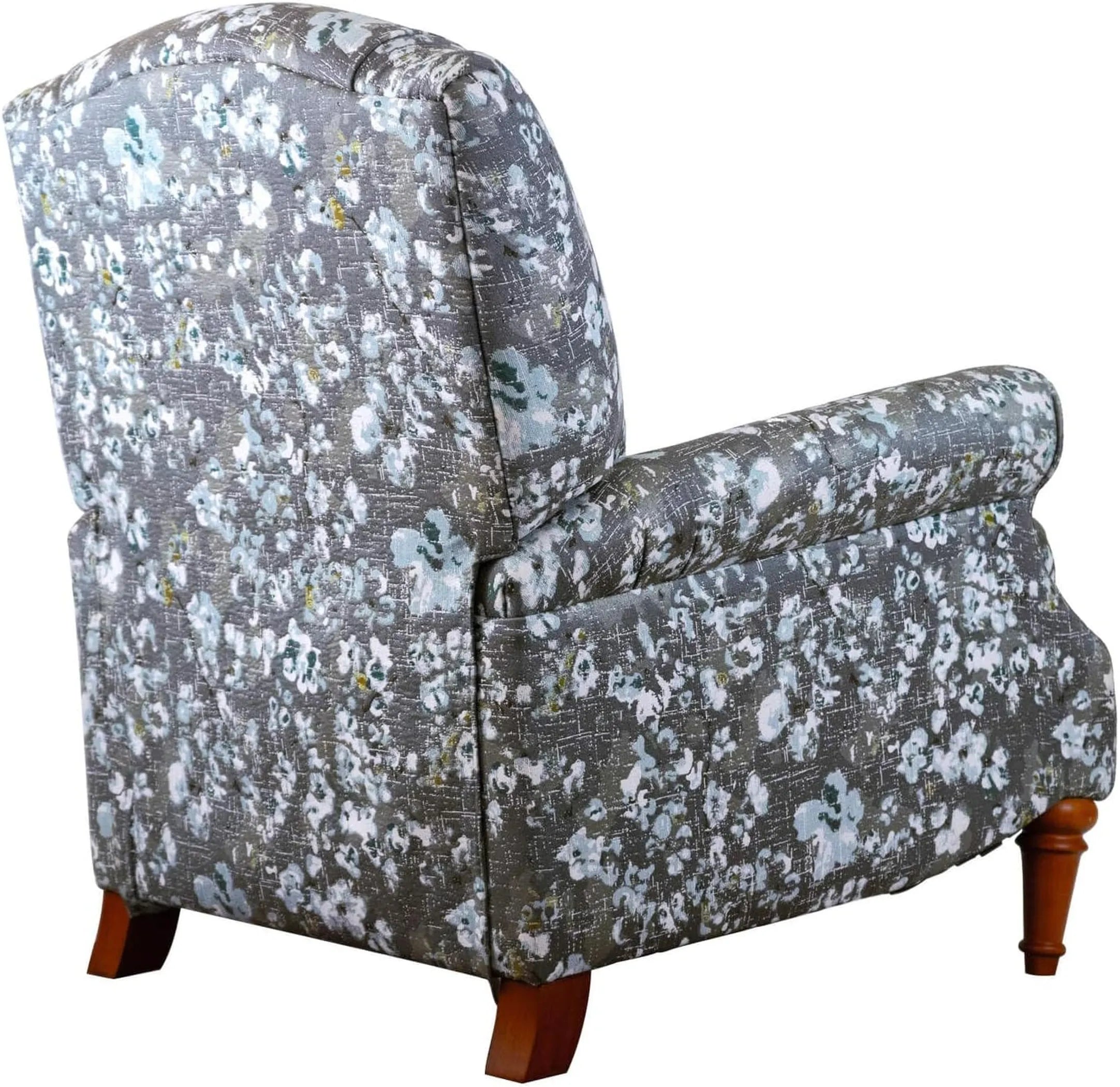 Sunset Trading Seascape Pushback Recliner | Manual Reclining Chair | Includes Two Matching Pillows | Blue Patterned
