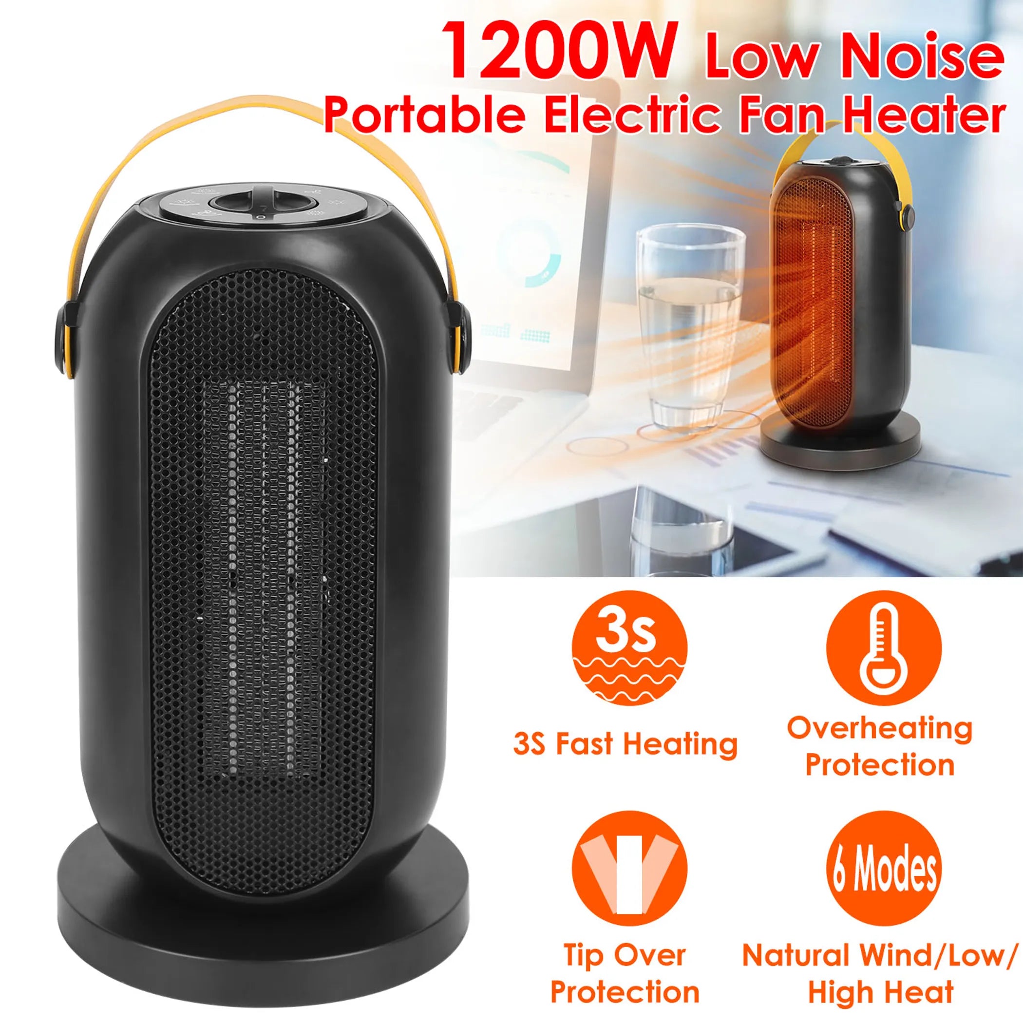 1200W Portable Electric Fan Heater