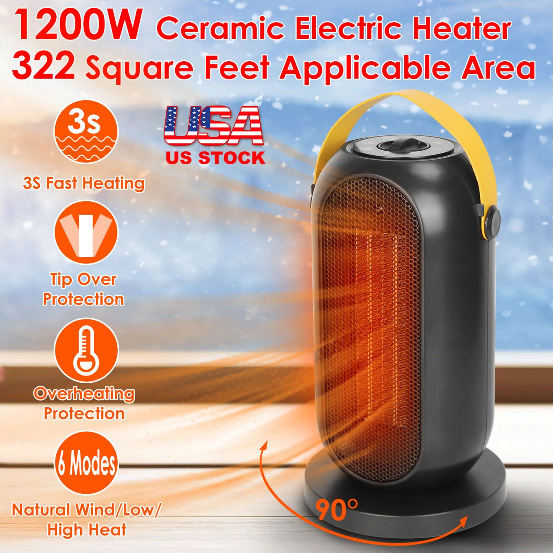 1200W Portable Electric Fan Heater