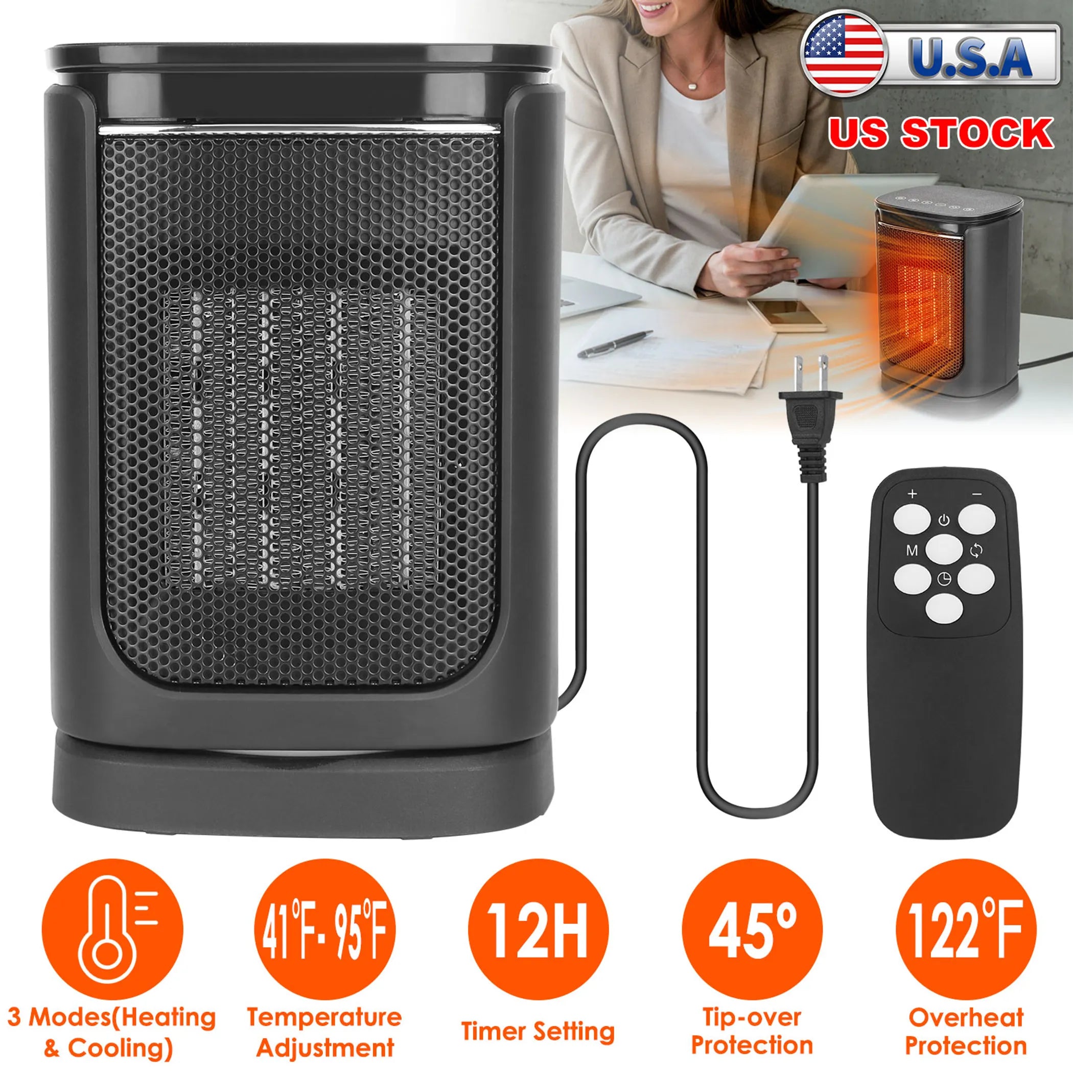 1500W Electric Space Heater Ceramic Heater Fan