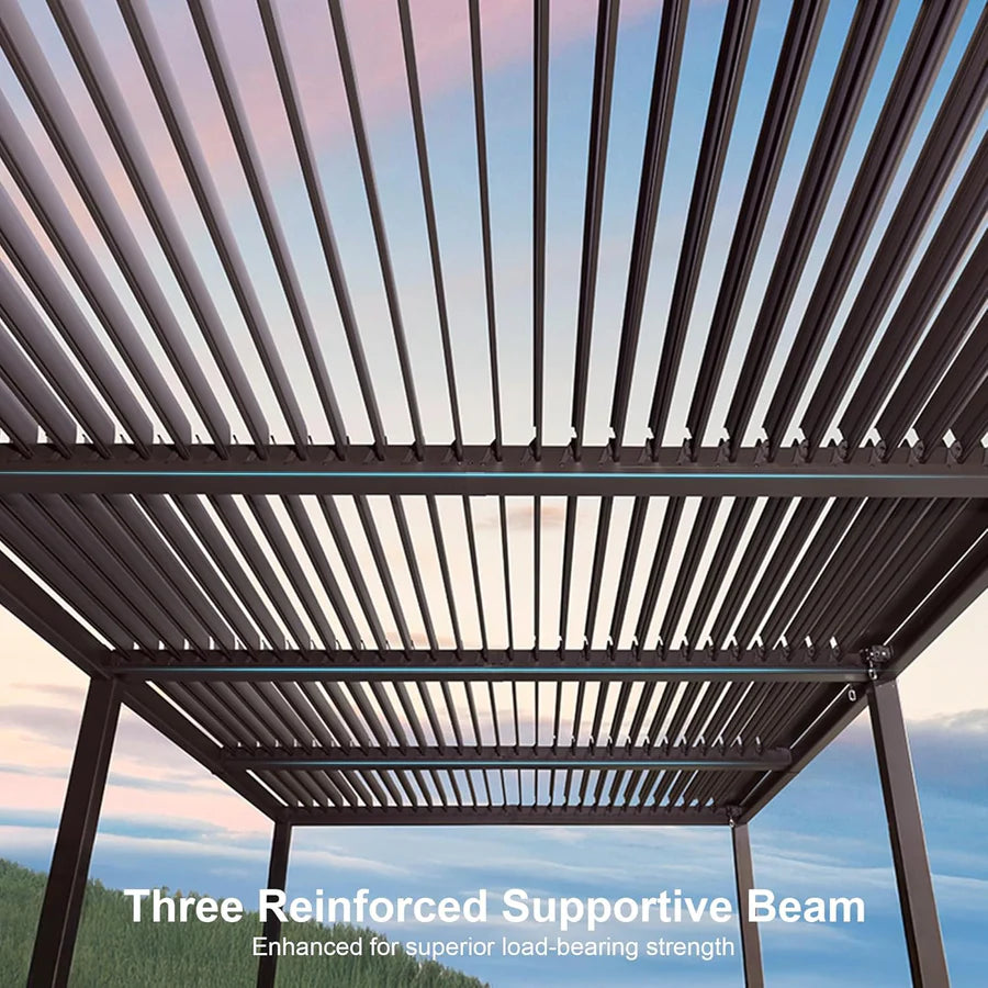 Modern Bronze Patio Aluminum Pergola for Deck Backyard Garden Hardtop Gazebo 10' x 10'