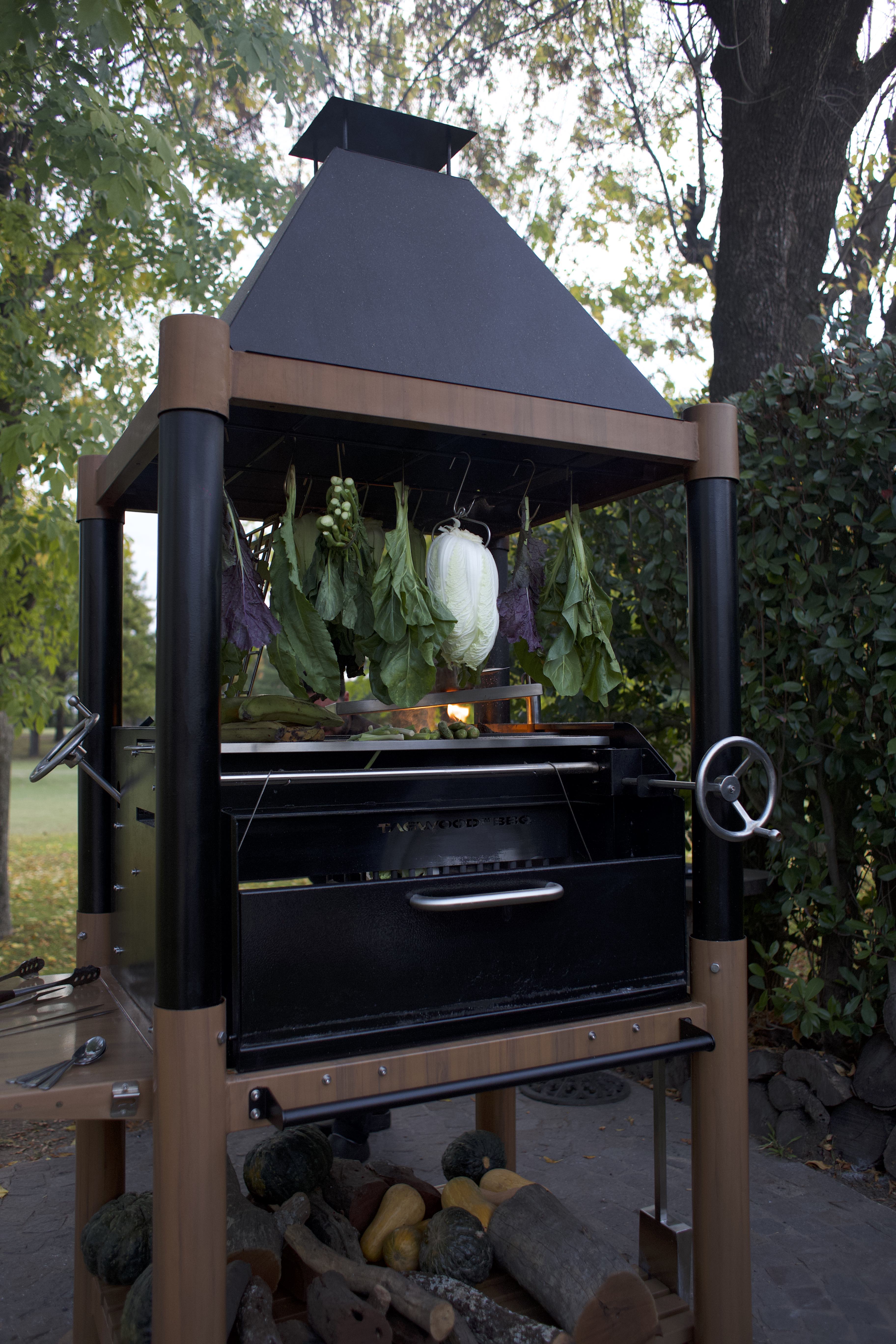 Argentine Charcoal Grill with Firebox Adjustable Grates Fire bricks and 6 Grilling Surfaces Tagwood BBQ02SI - PRE-ORDER