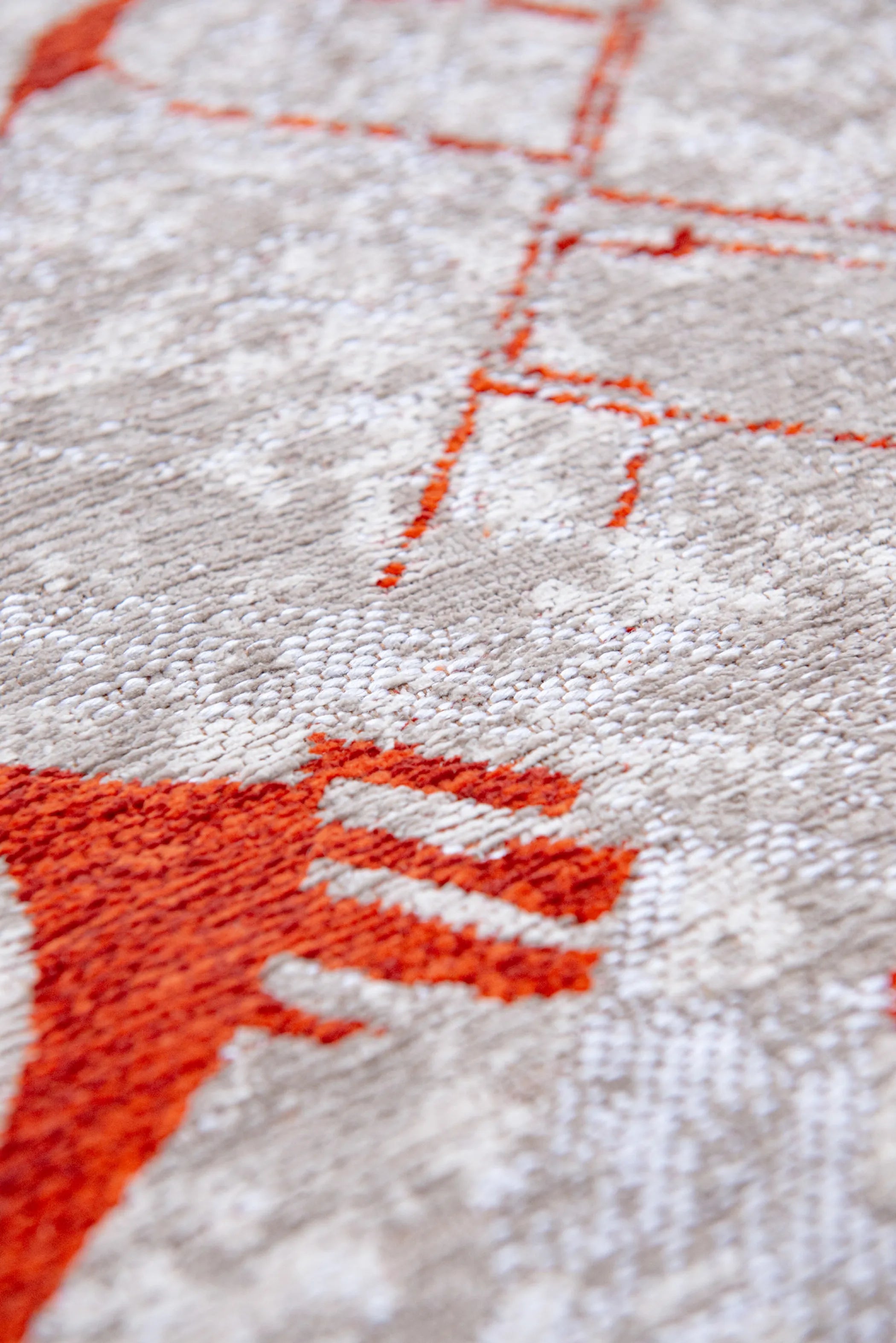 9' X 13' Red and White Abstract Non Skid Area Rug