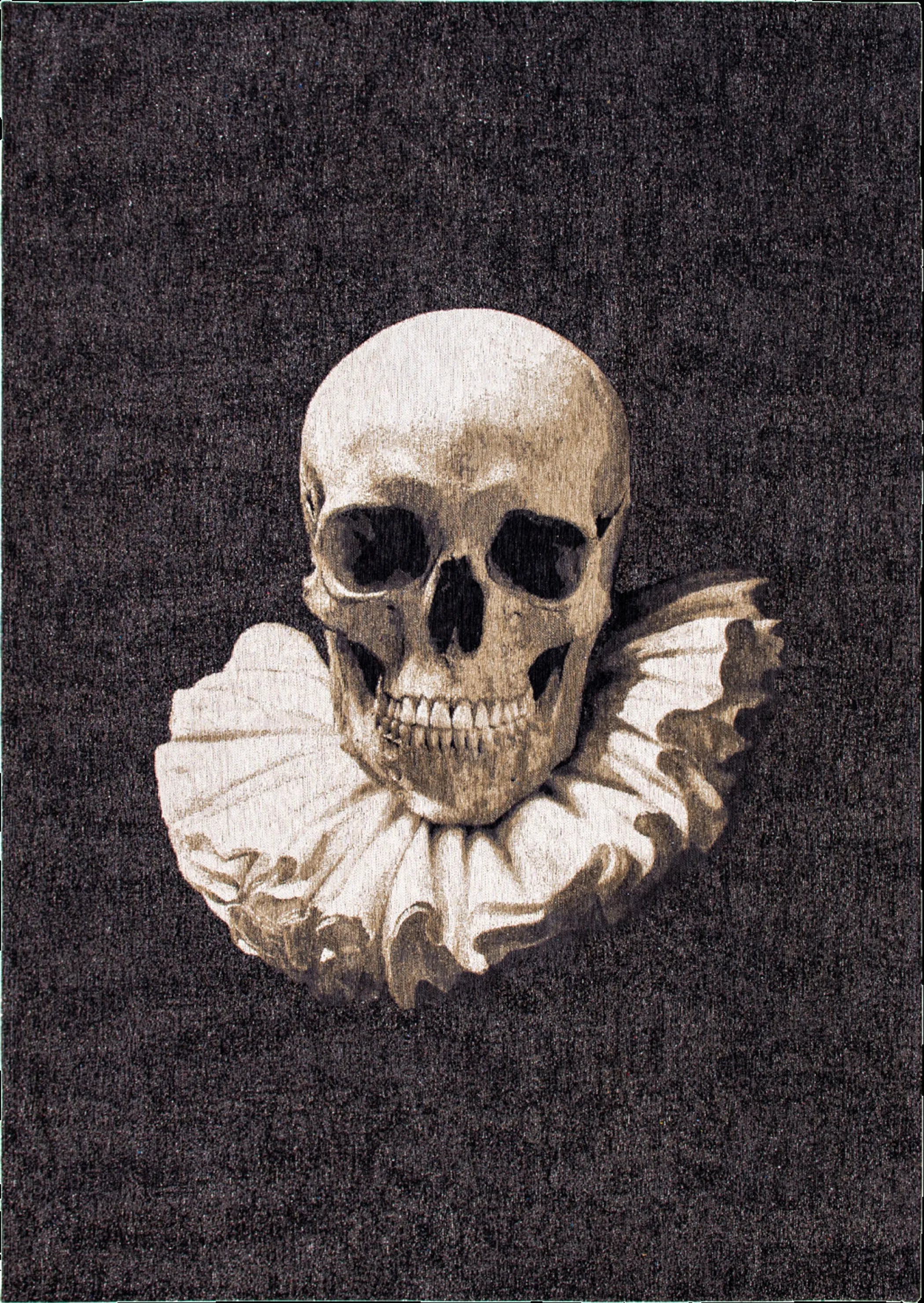 9' X 13' Black and White Funky Skull Non Skid Area Rug