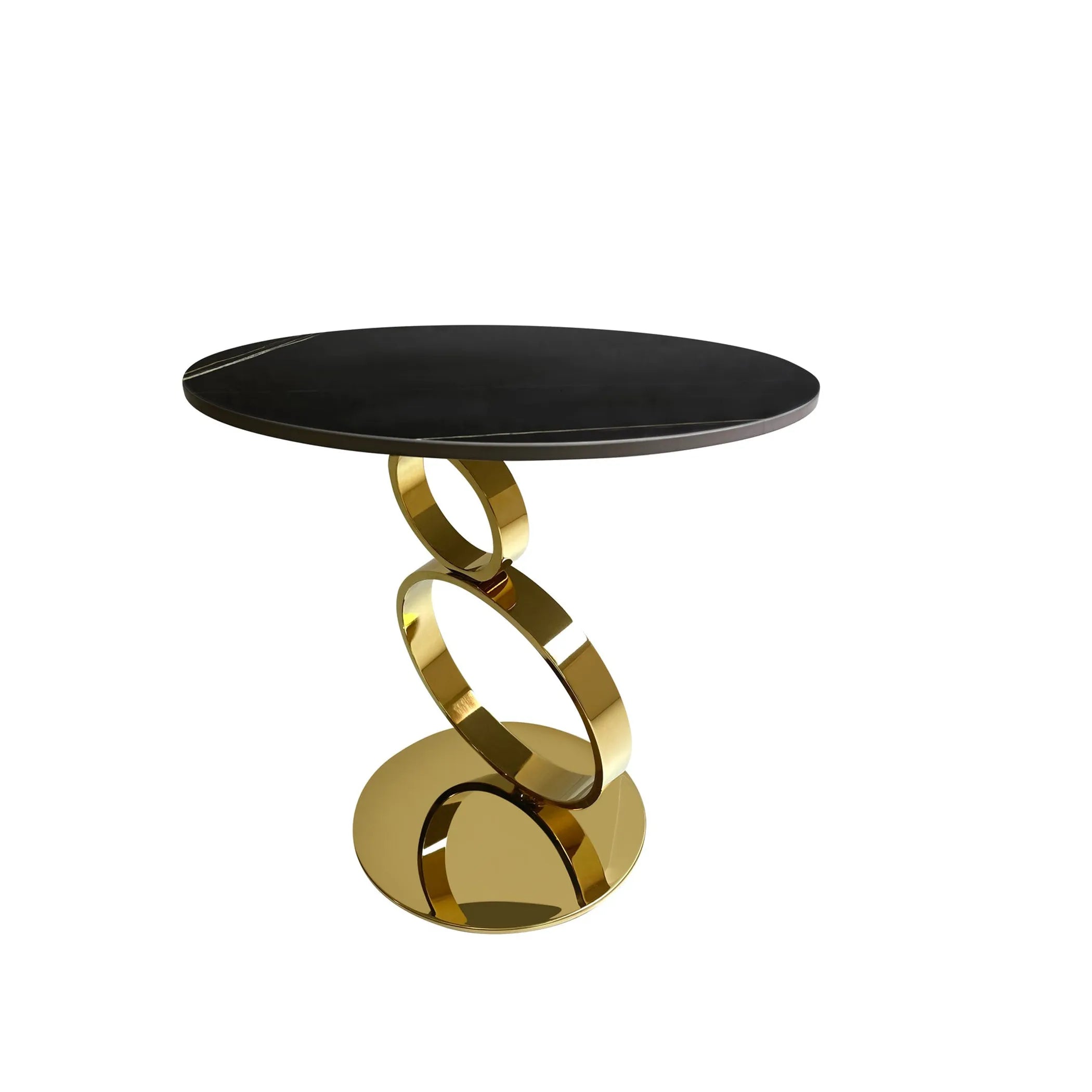 Stone Stainless Steel Round Pedestal End Table