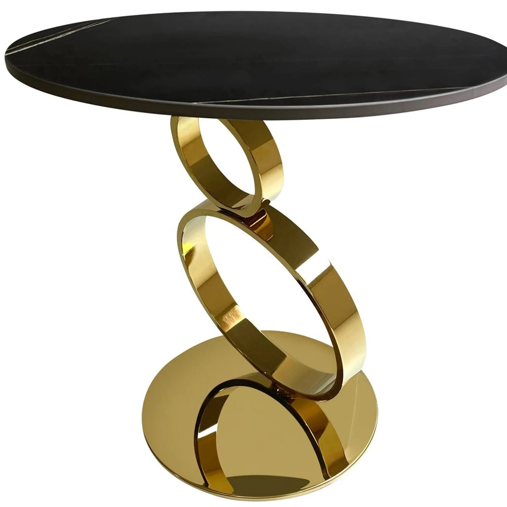 Stone Stainless Steel Round Pedestal End Table