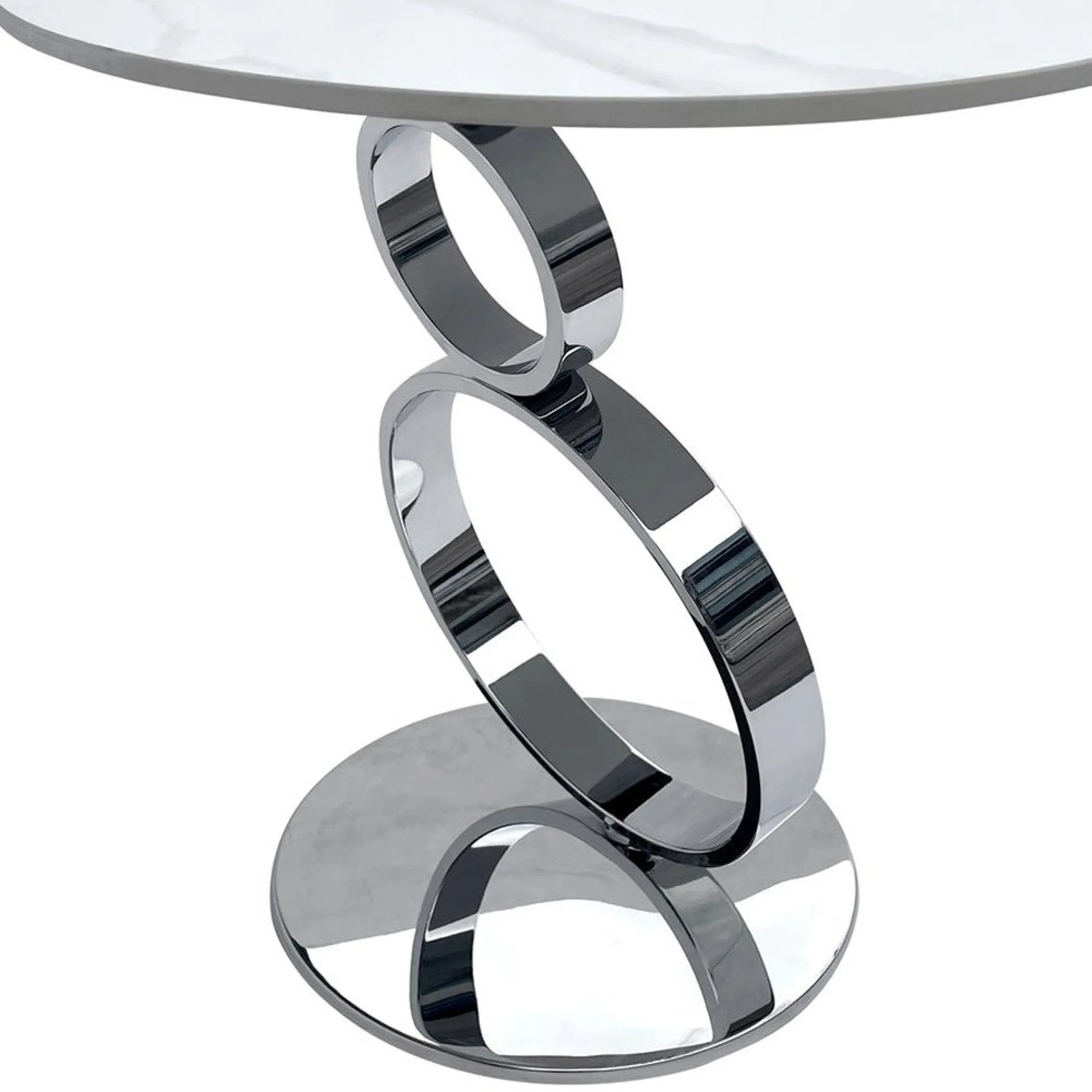 Stone Stainless Steel Round Pedestal End Table