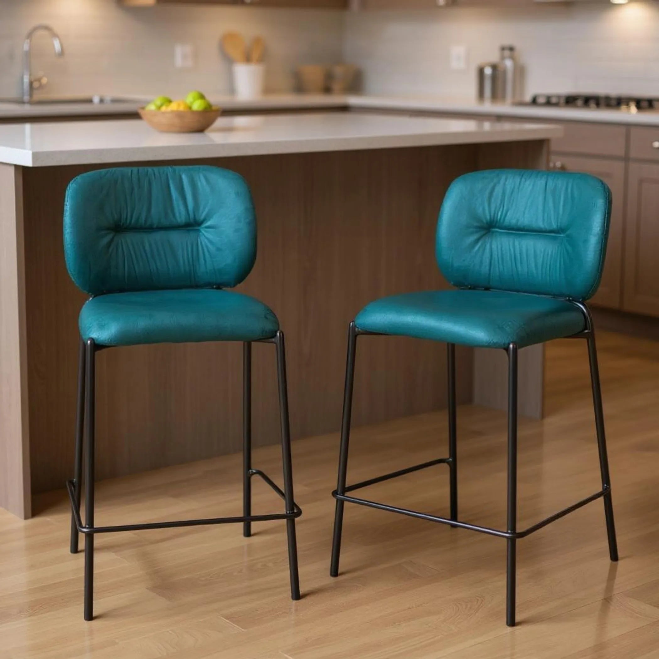 Velvet Steel Counter Height Bar Chairs