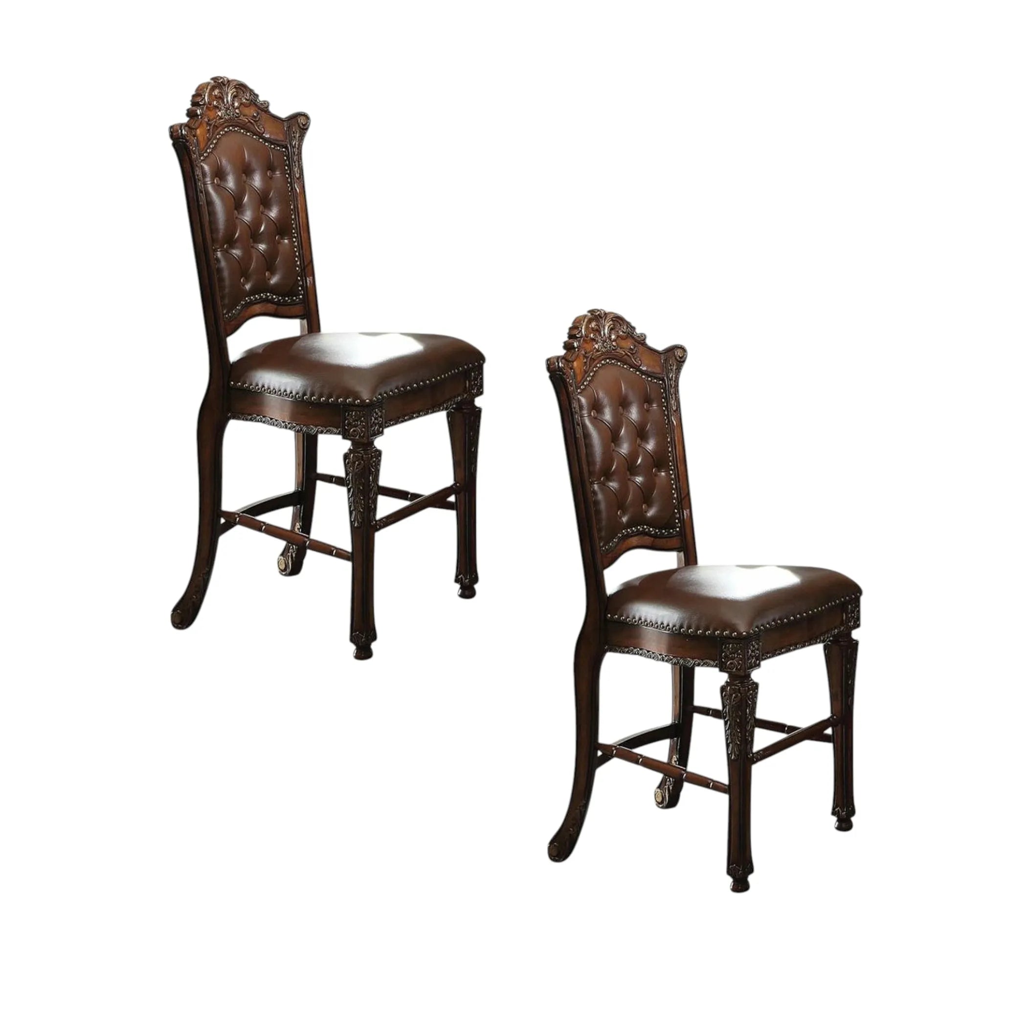 Faux Leather Wood Counter Height Bar Chairs