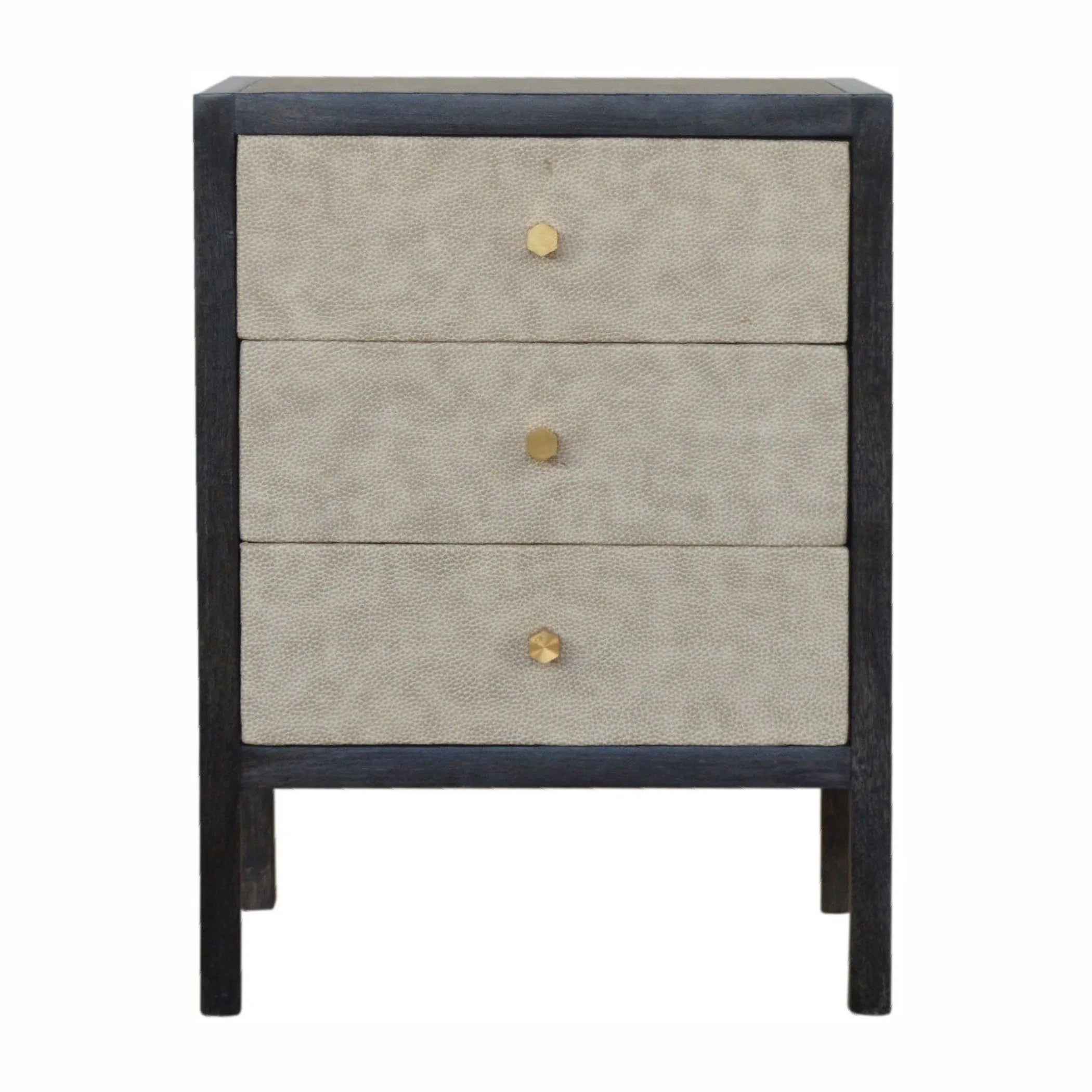 Wood Faux Sha Three Drawer Nightstand