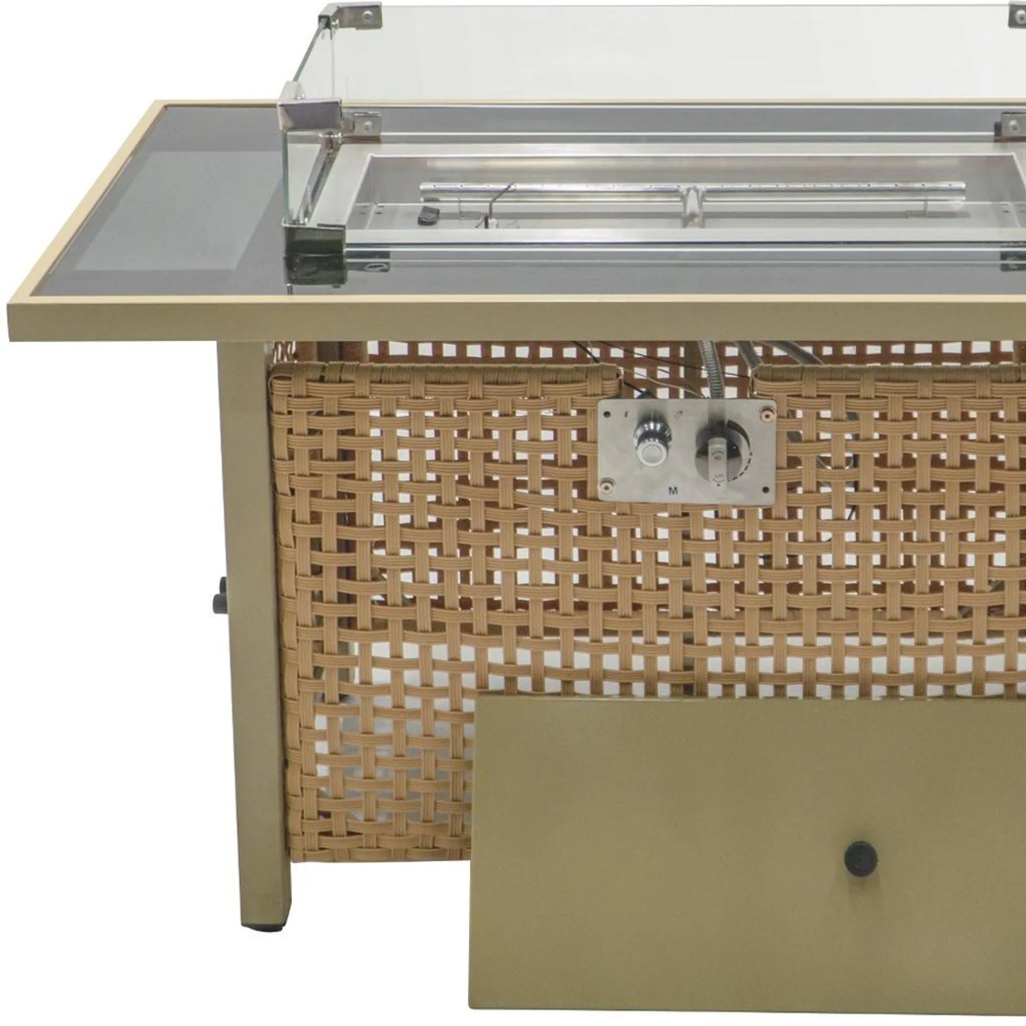 Steel Wicker Propane Fire Pit Table With Cover