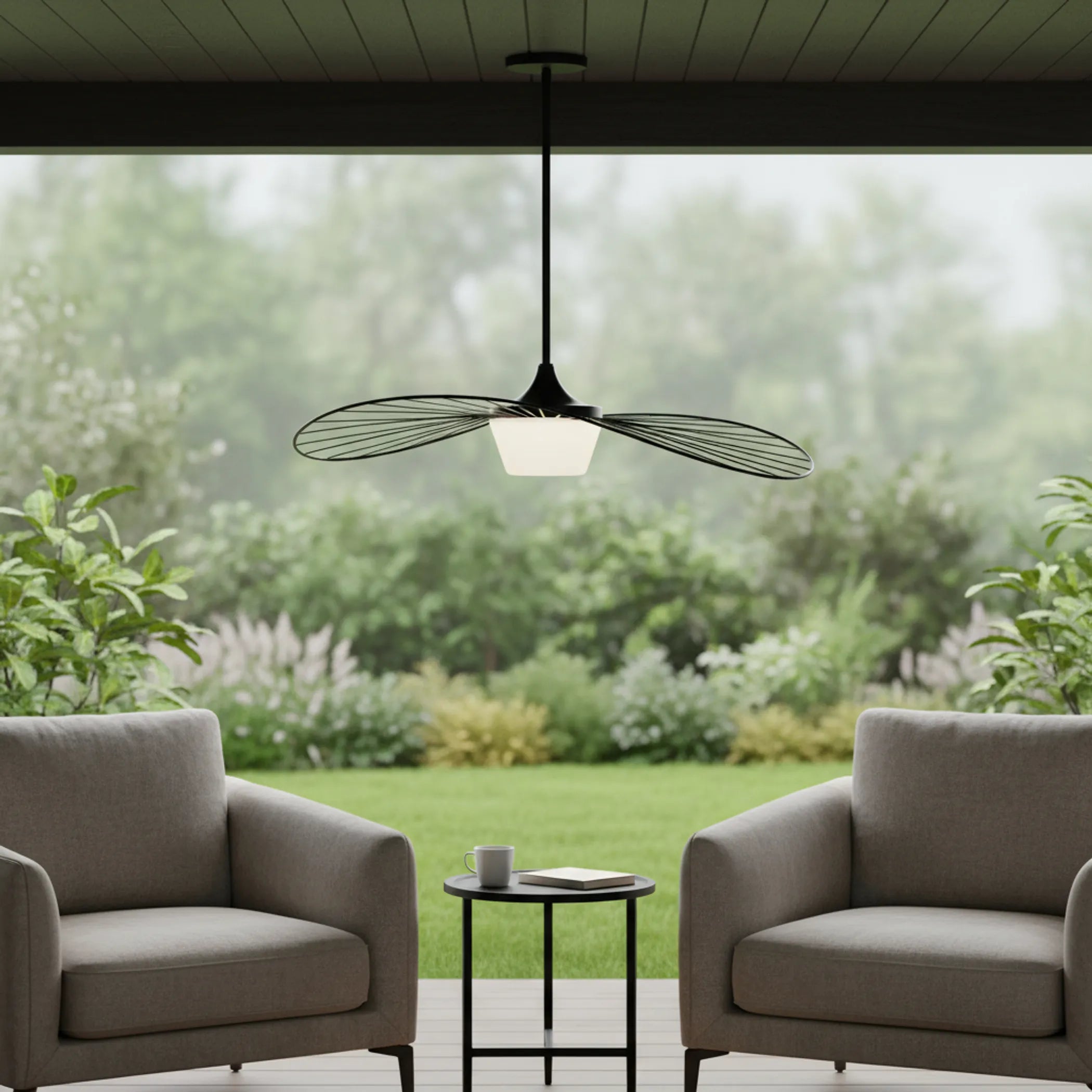 Aluminum Geometric Wavy LED Dimmable Outdoor Hanging Light