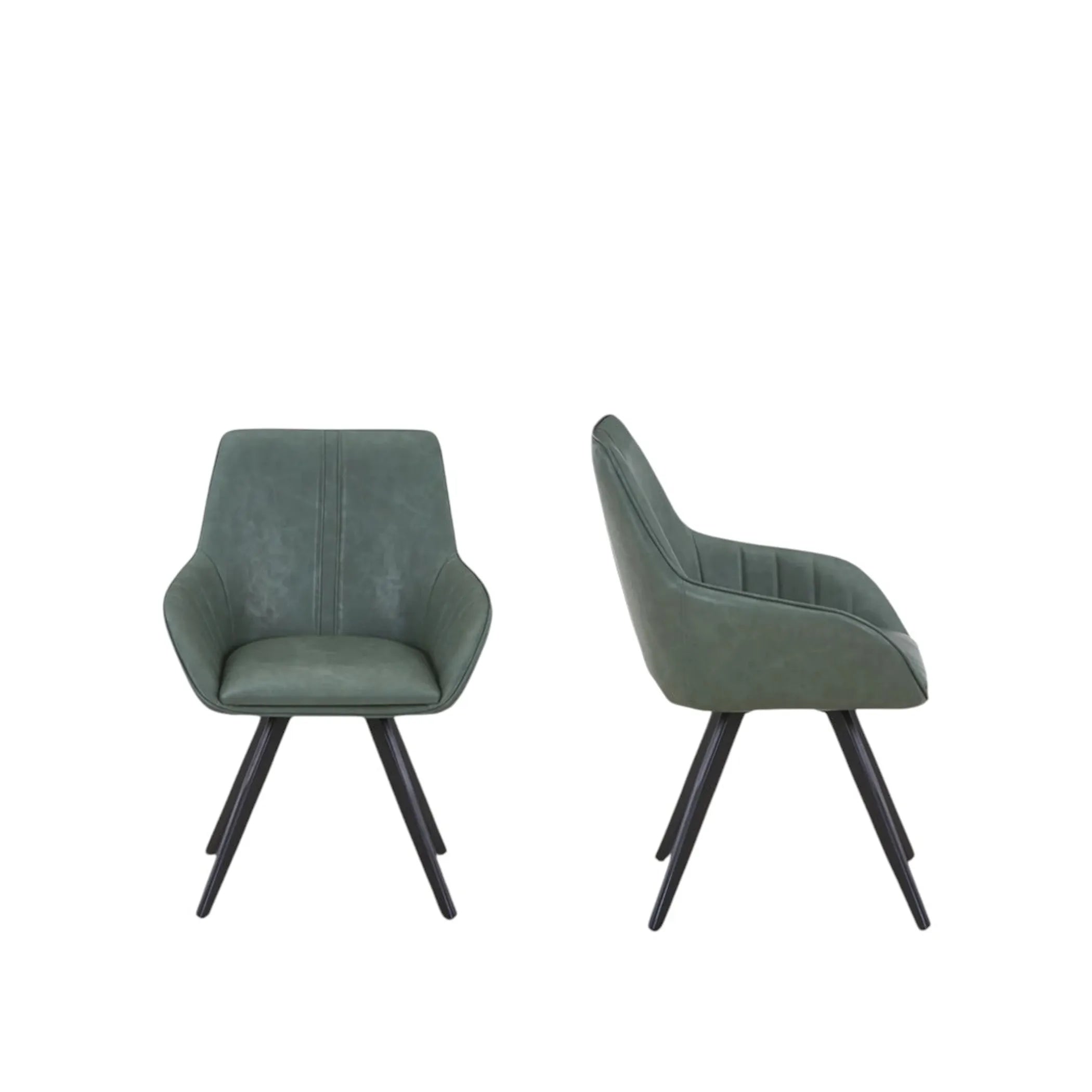 Faux Leather Wood Dining Arm Chairs