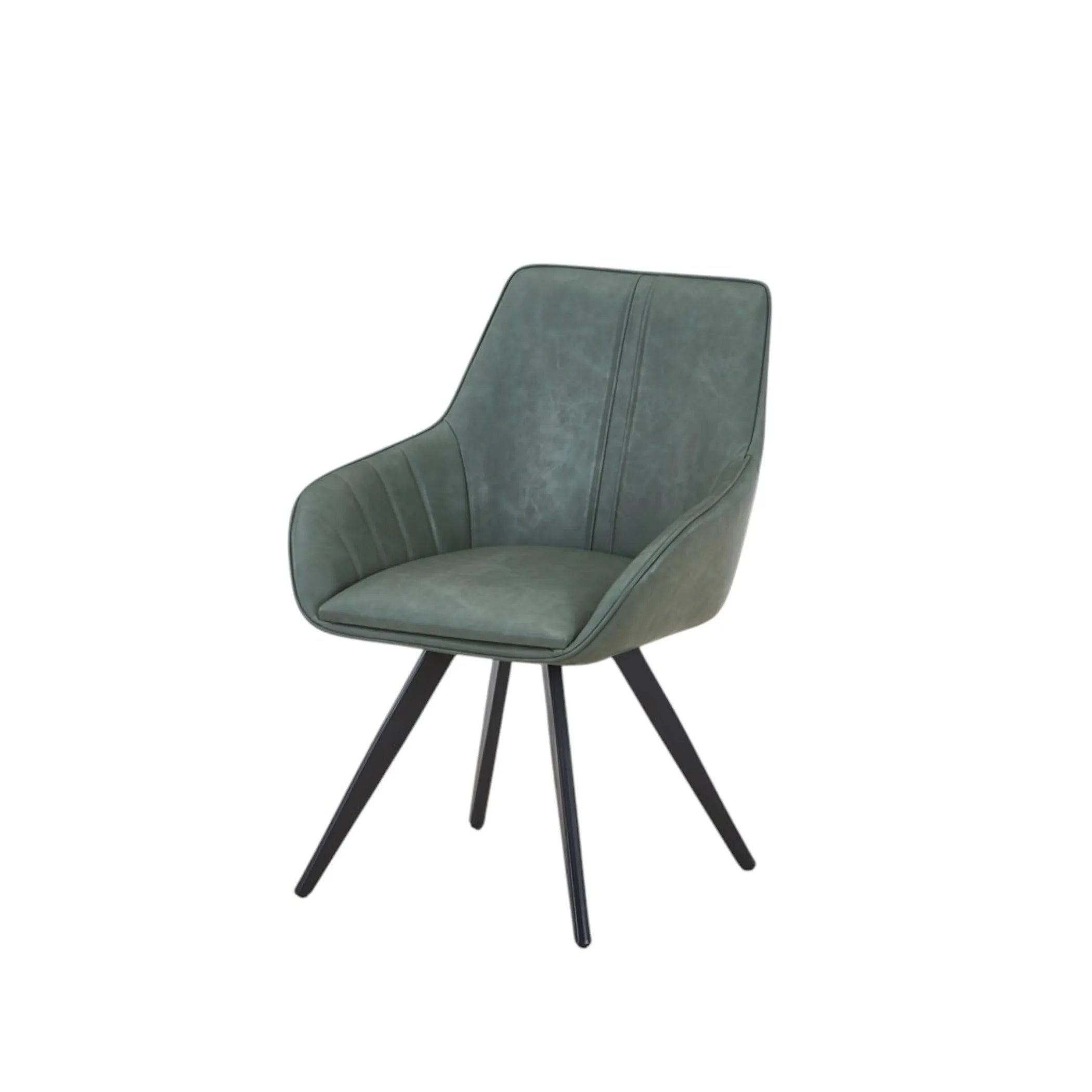Faux Leather Wood Dining Arm Chairs