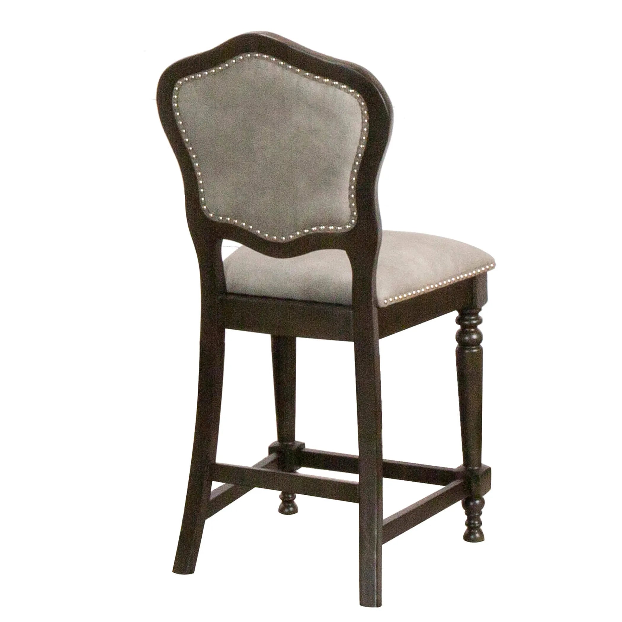 Sunset Trading Vegas Upholstered Barstools with Backs | Counter Height Dining Chairs | Distressed Gray Wood | Nailheads | Set of 2