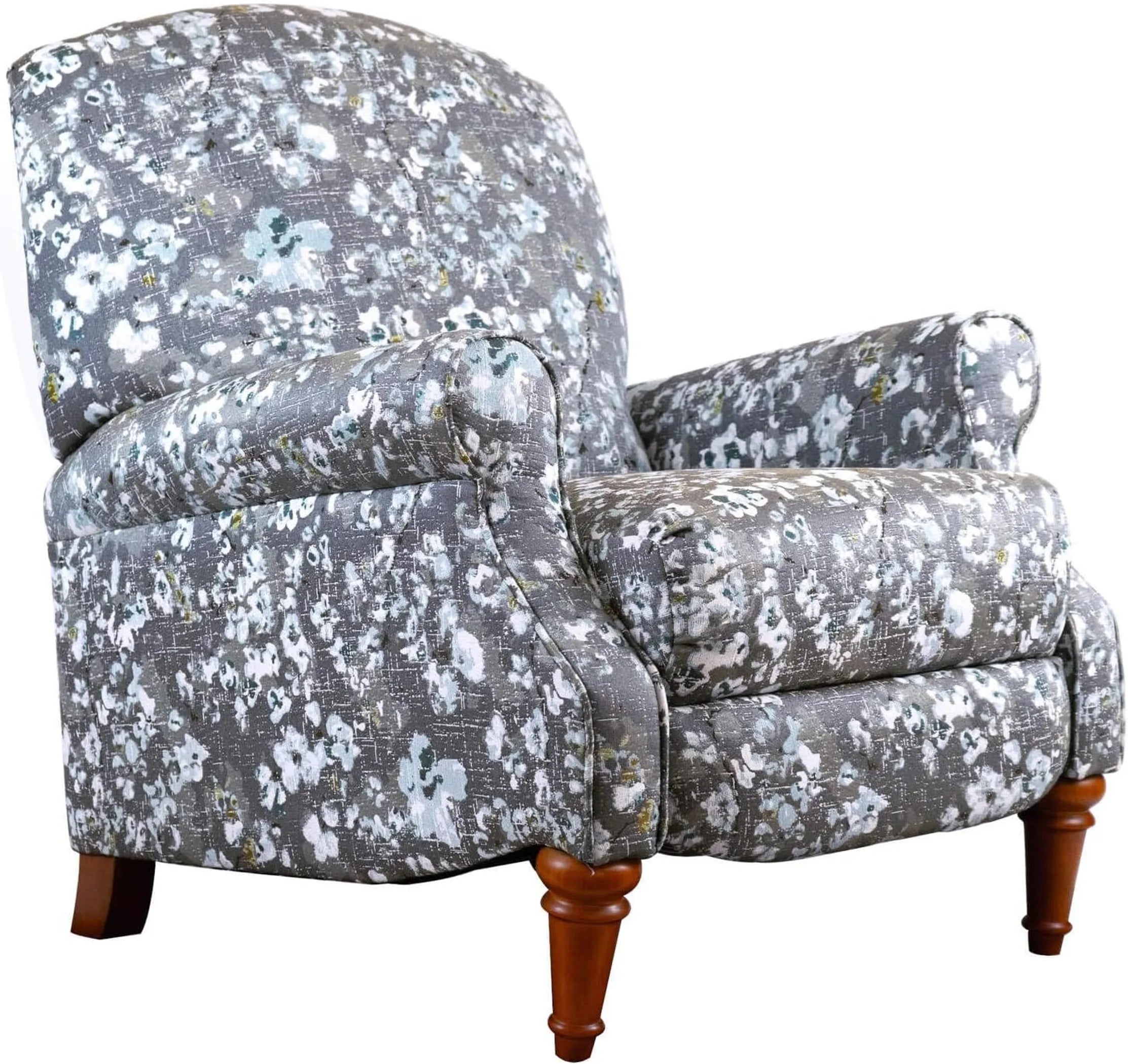 Sunset Trading Seascape Pushback Recliner | Manual Reclining Chair | Includes Two Matching Pillows | Blue Patterned