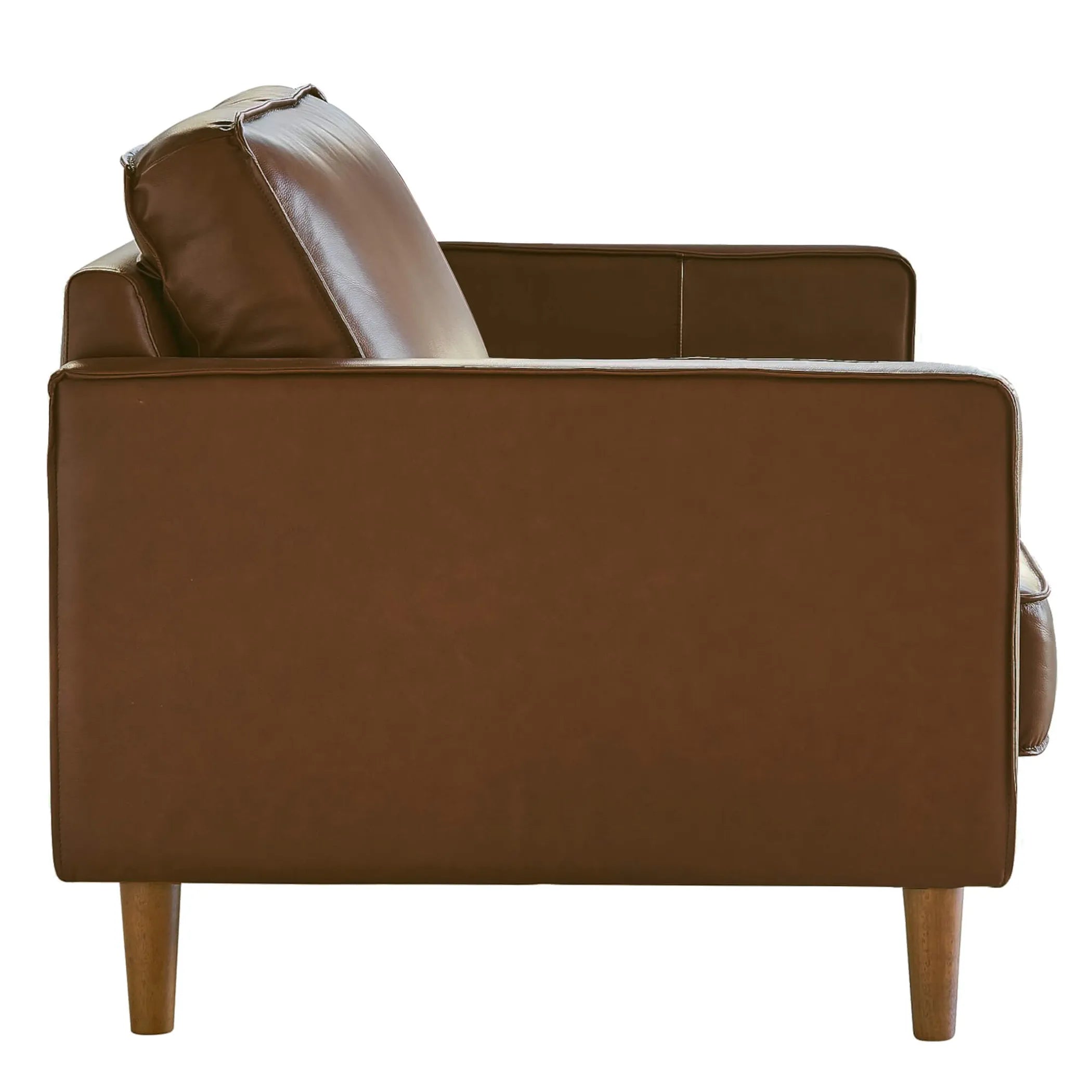 Sunset Trading Prelude 32" Wide Top Grain Leather Armchair | Chestnut Brown | Mid Century Modern Accent Chair | Small Space Living Room Furniture