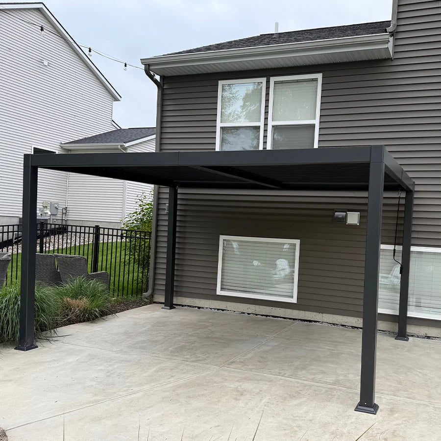 Modern Bronze Patio Aluminum Pergola for Deck Backyard Garden Hardtop Gazebo 10' x 12'