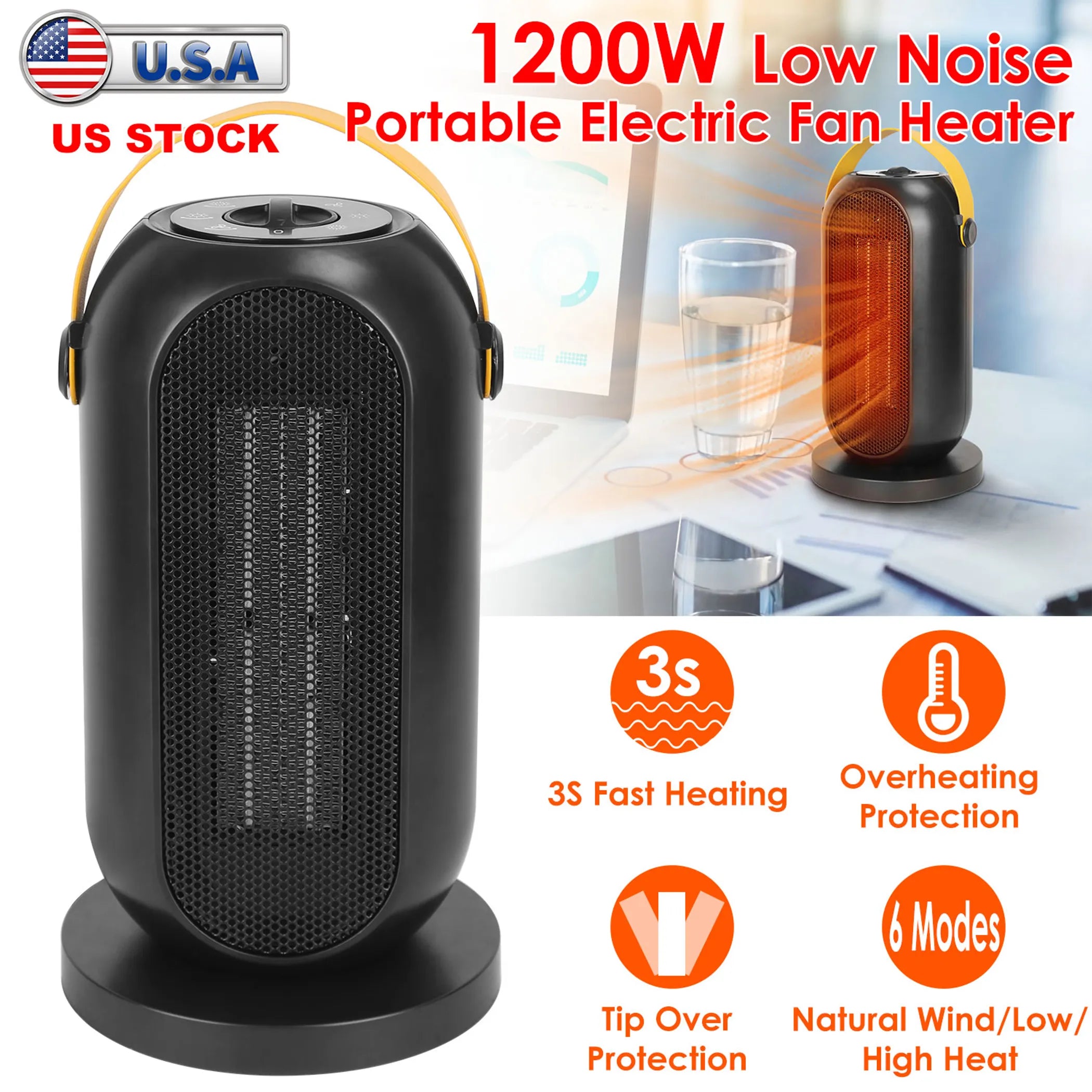 1200W Portable Electric Fan Heater