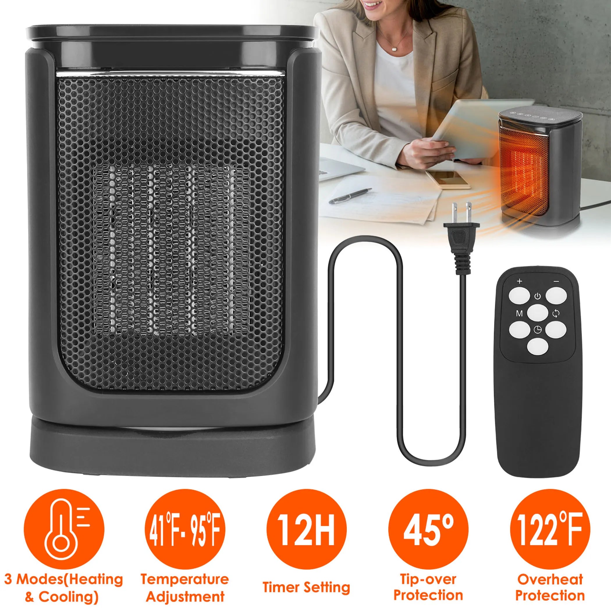 1500W Electric Space Heater Ceramic Heater Fan
