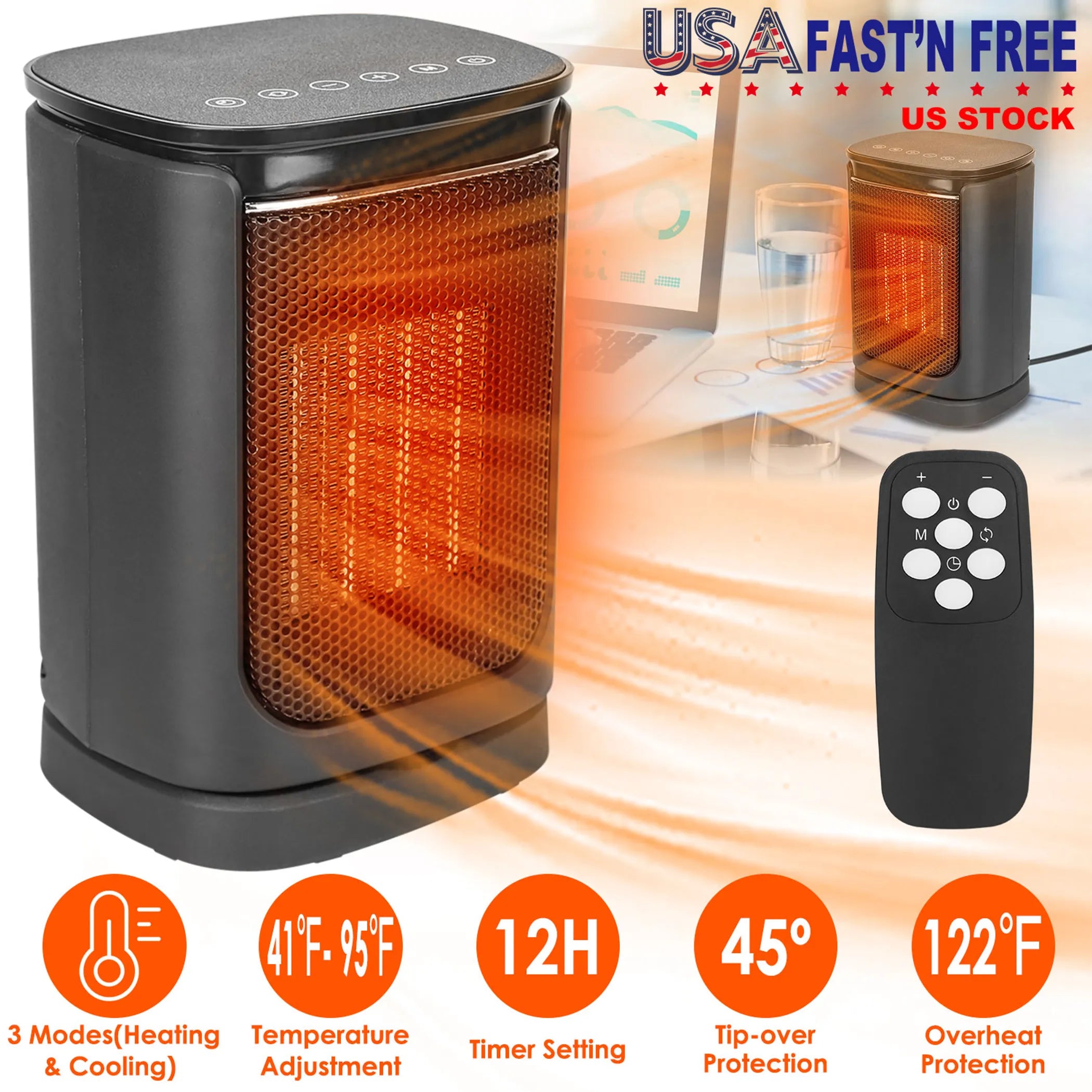 1500W Electric Space Heater Ceramic Heater Fan