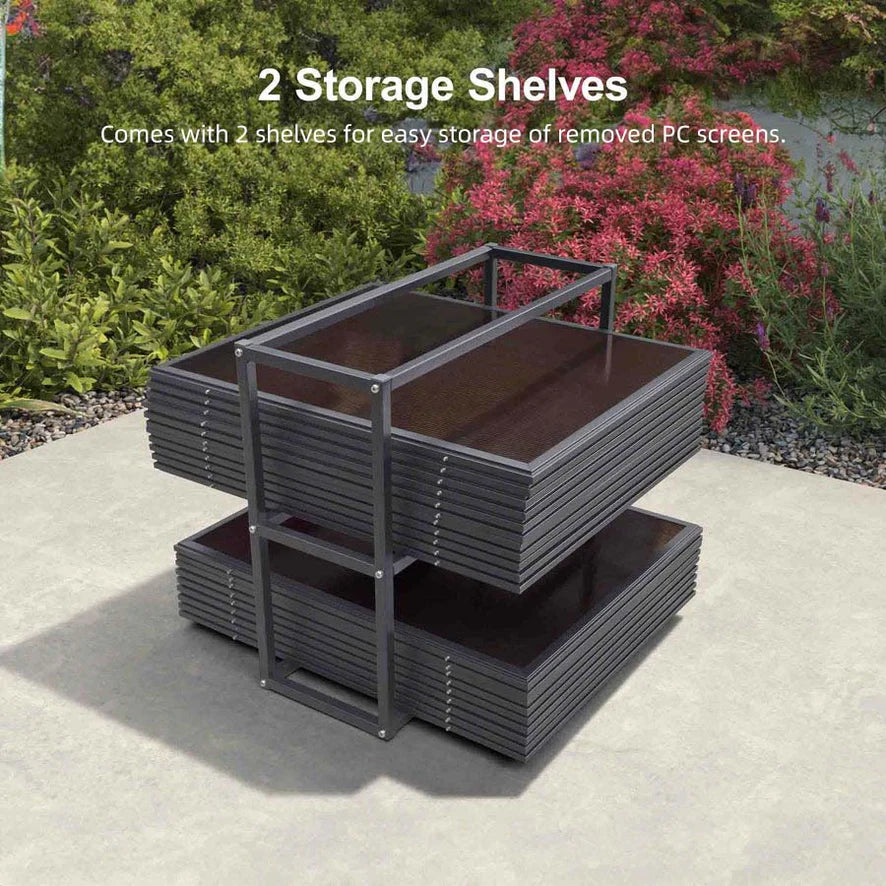 Sunroom Hardtop Gazebo Solarium Grey Galvanized Steel Double Roof All-Weather Aluminum Outdoor Screen House 12' x 16'
