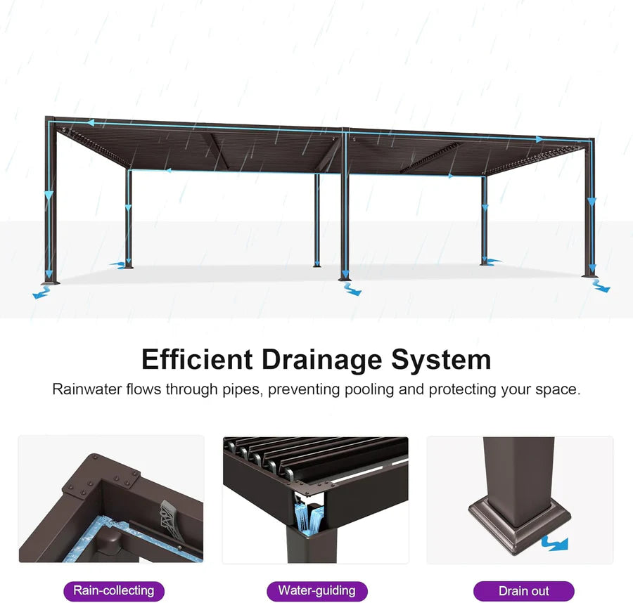 Modern Bronze Patio Aluminum Pergola for Deck Backyard Garden Hardtop Gazebo 10' x 10'