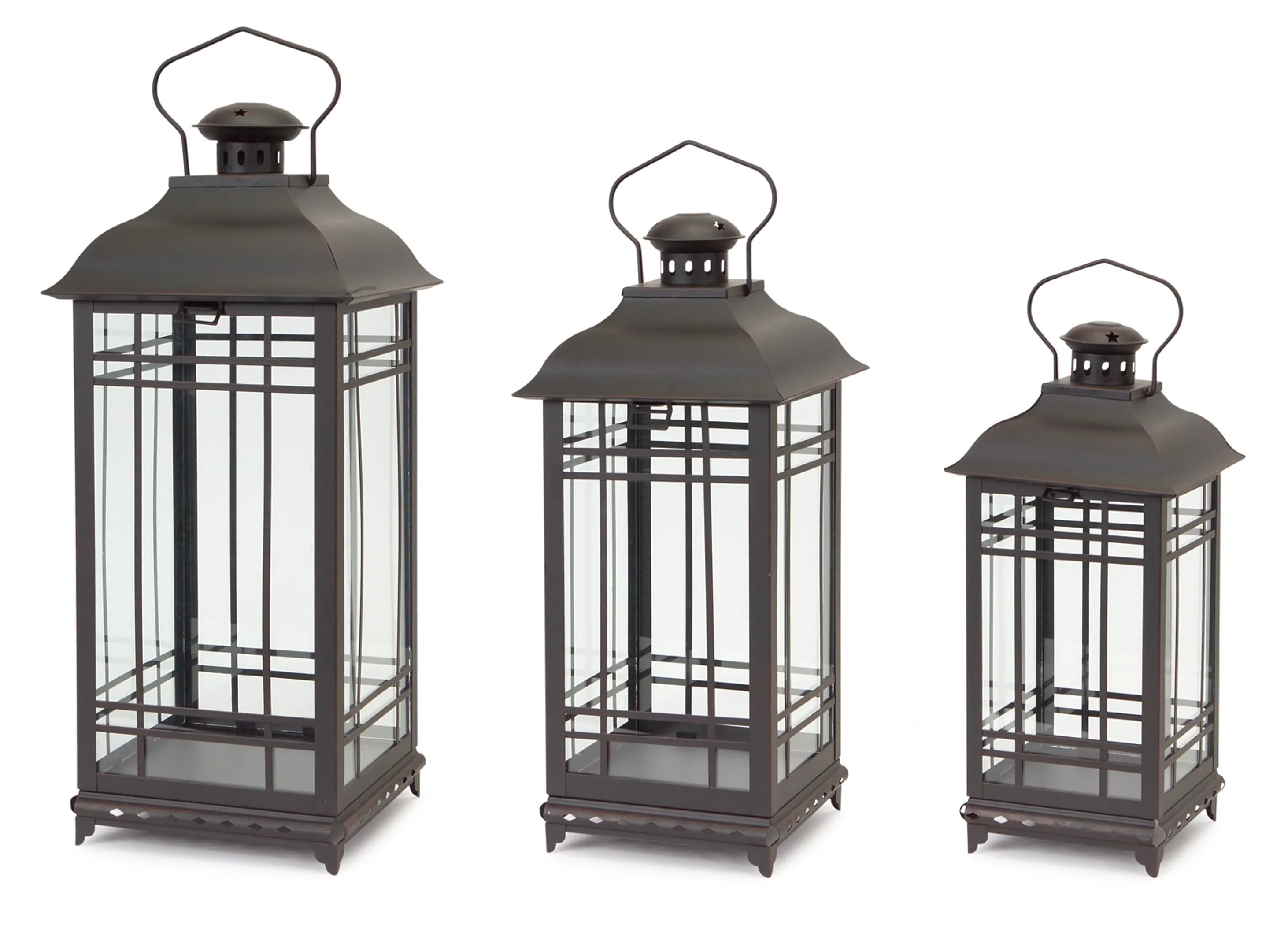 Lantern (Set of 3) 14"H, 17"H, 20"H Metal/Glass