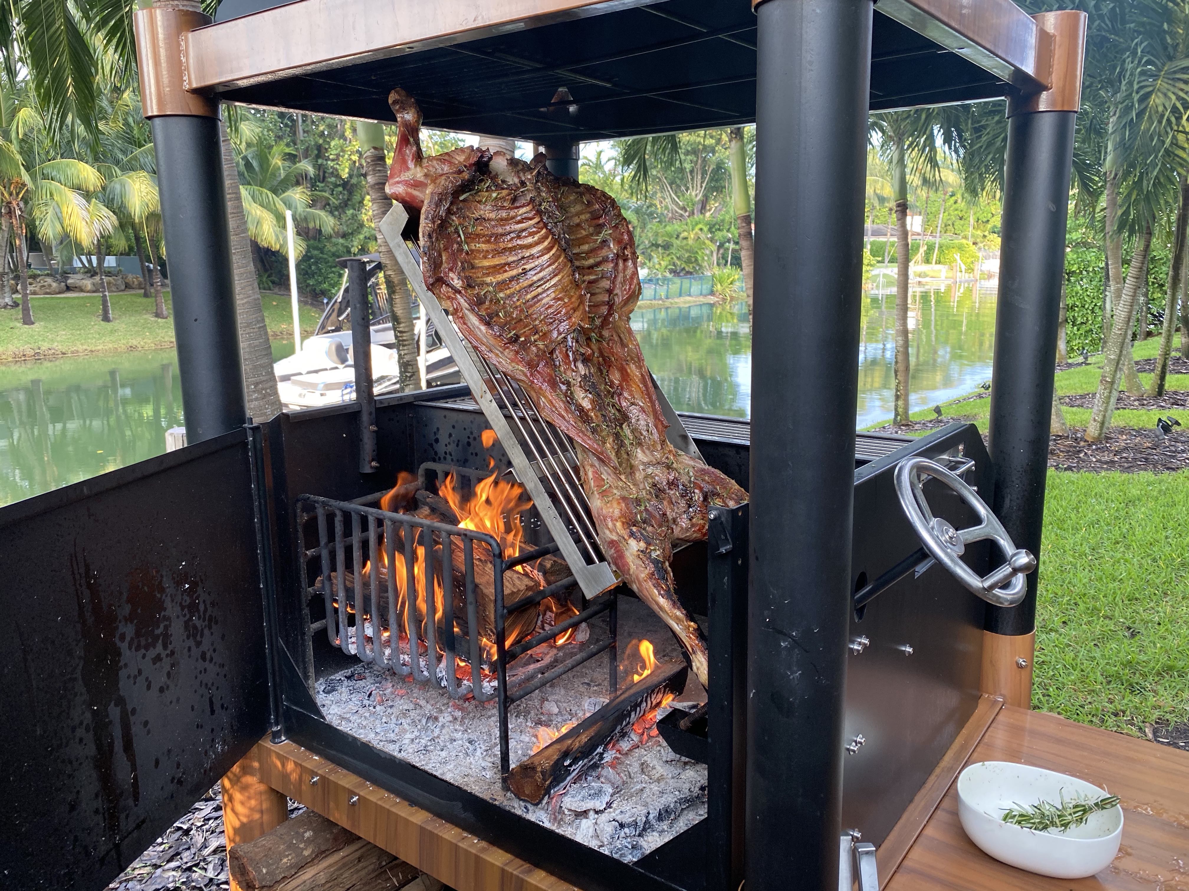 Argentine Charcoal Grill with Firebox Adjustable Grates Fire bricks and 6 Grilling Surfaces Tagwood BBQ02SI - PRE-ORDER