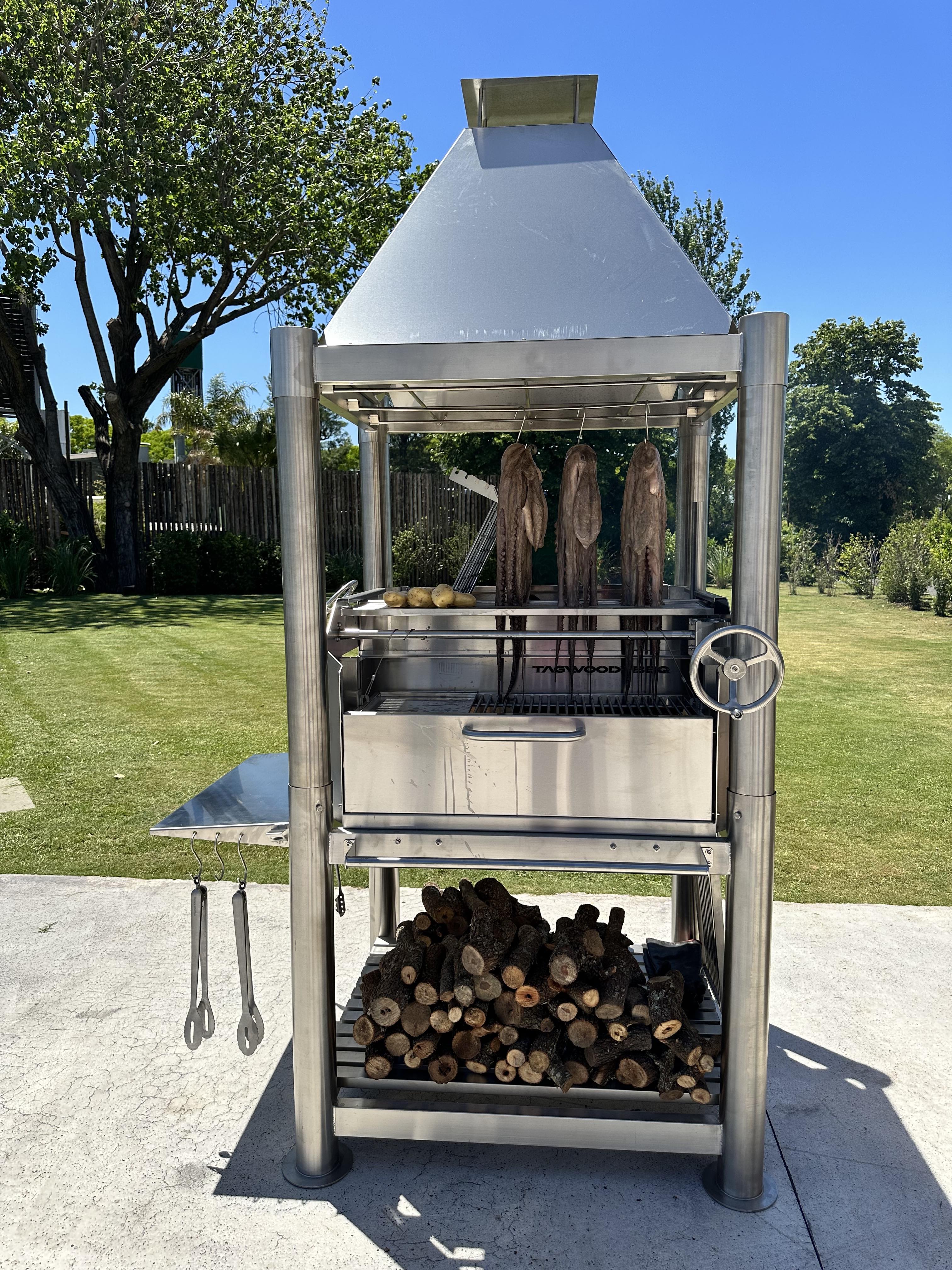 Tagwood BBQ Argentine Santa Maria Wood Fire & Charcoal Gaucho Grill all Stainless Steel | BBQ02SS OPEN FIRE COOKING - PRE-ORDER